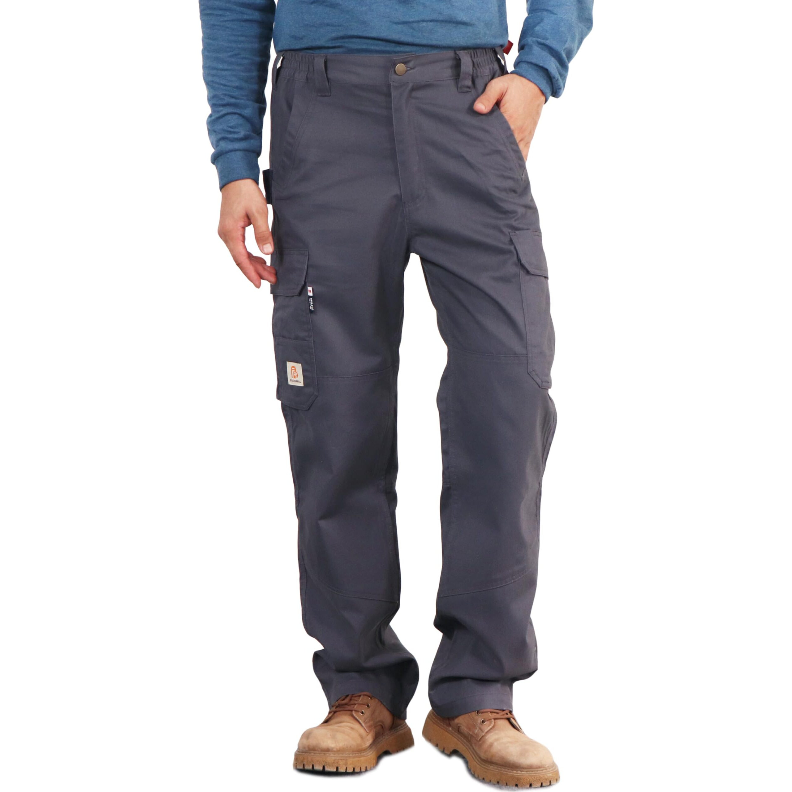 Bocomal Fr Pants For Men Utility Cargo Pockets Flame Resistant/Fire Retardant Carpenter Water Oil Repellent Finish Dark Grey