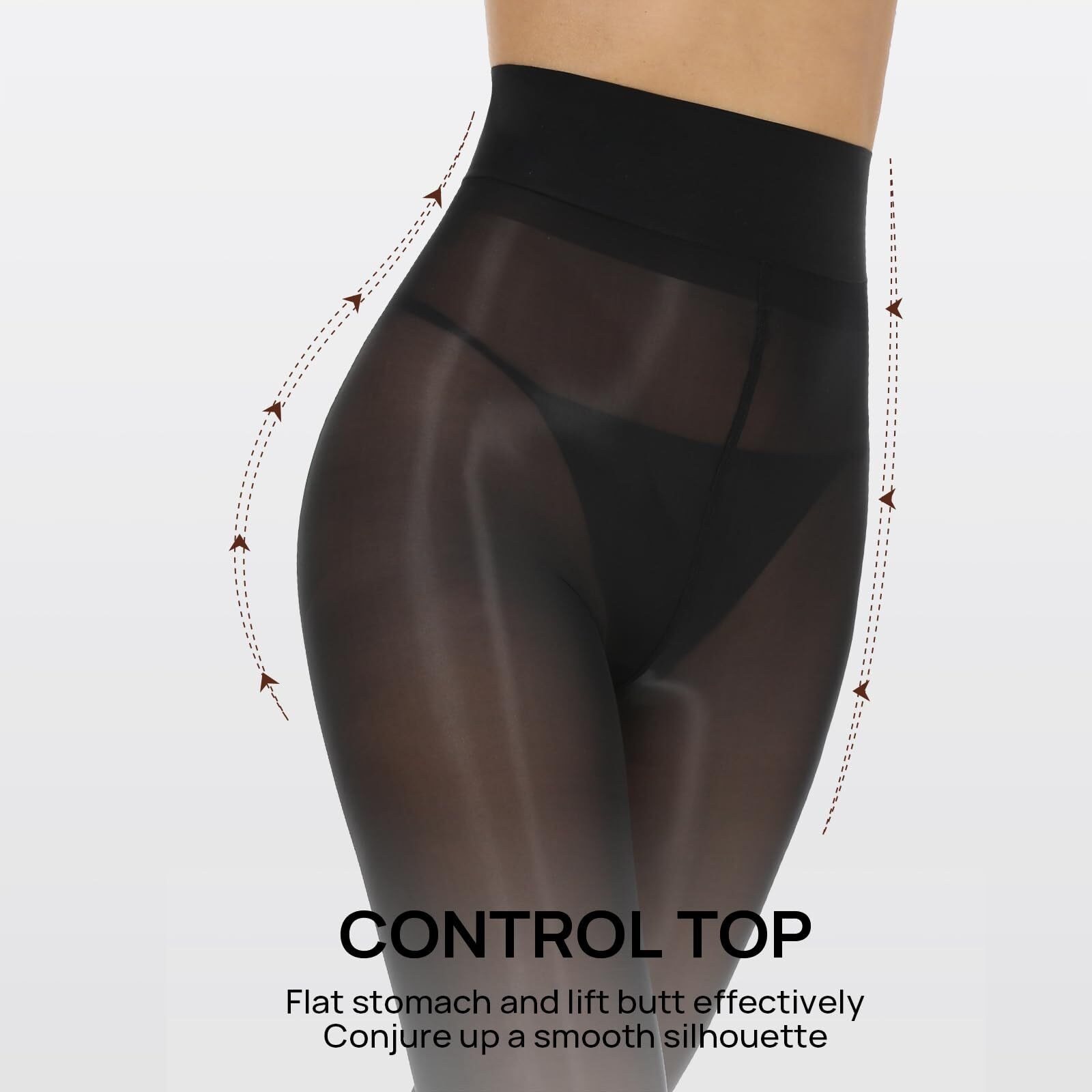 Manzi 2 Pairs Women's Shiny Sheer Pantyhose Gloss Tights High Waist Nylons Silk Smooth Oil Shimmer Stockings Tights Black Brown L-Xl