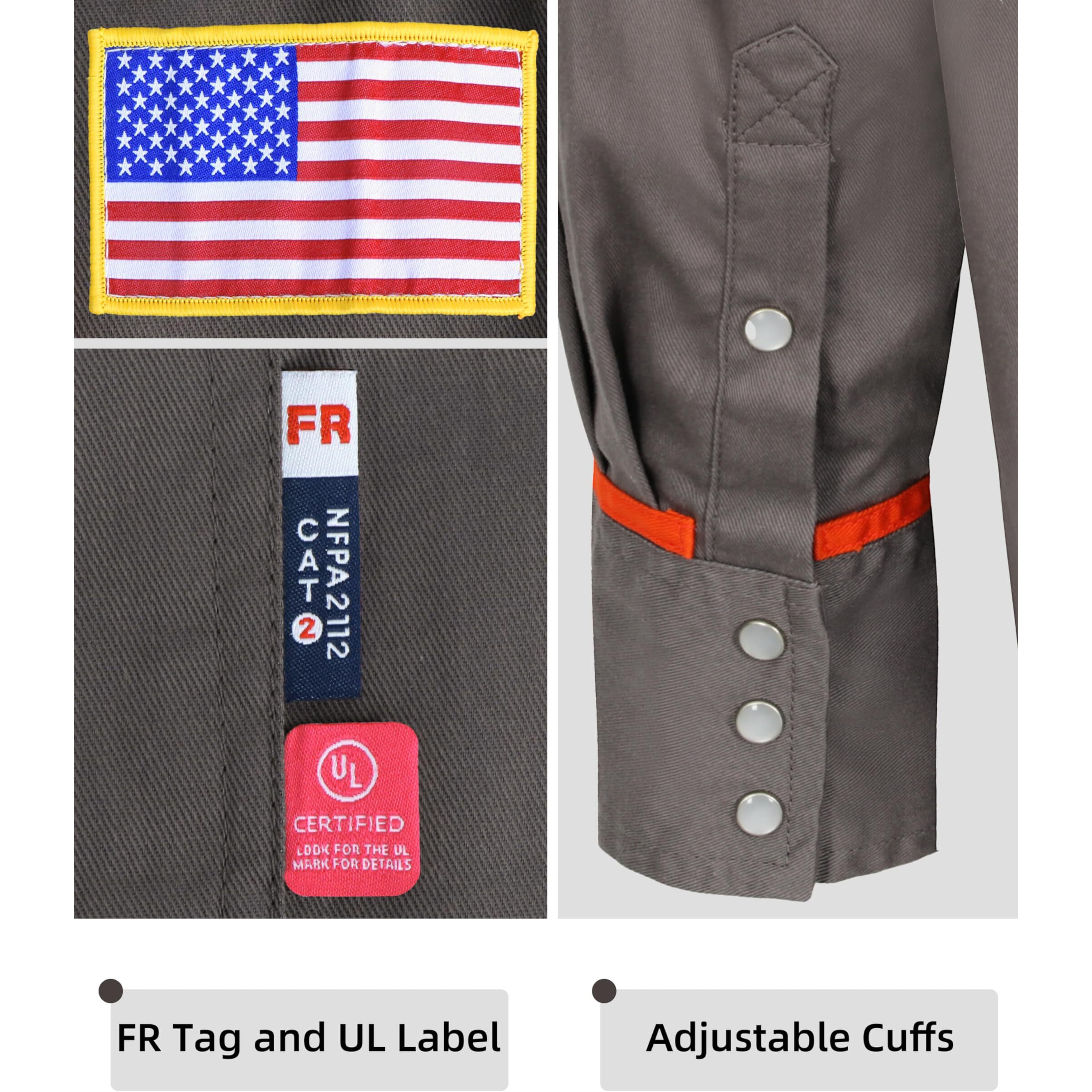 Bocomal Fr Shirts For Men Flame Resistant Light Weight Nfpa2112 Fire Retardant Welding Shirt Water & Oil Repellent Finish