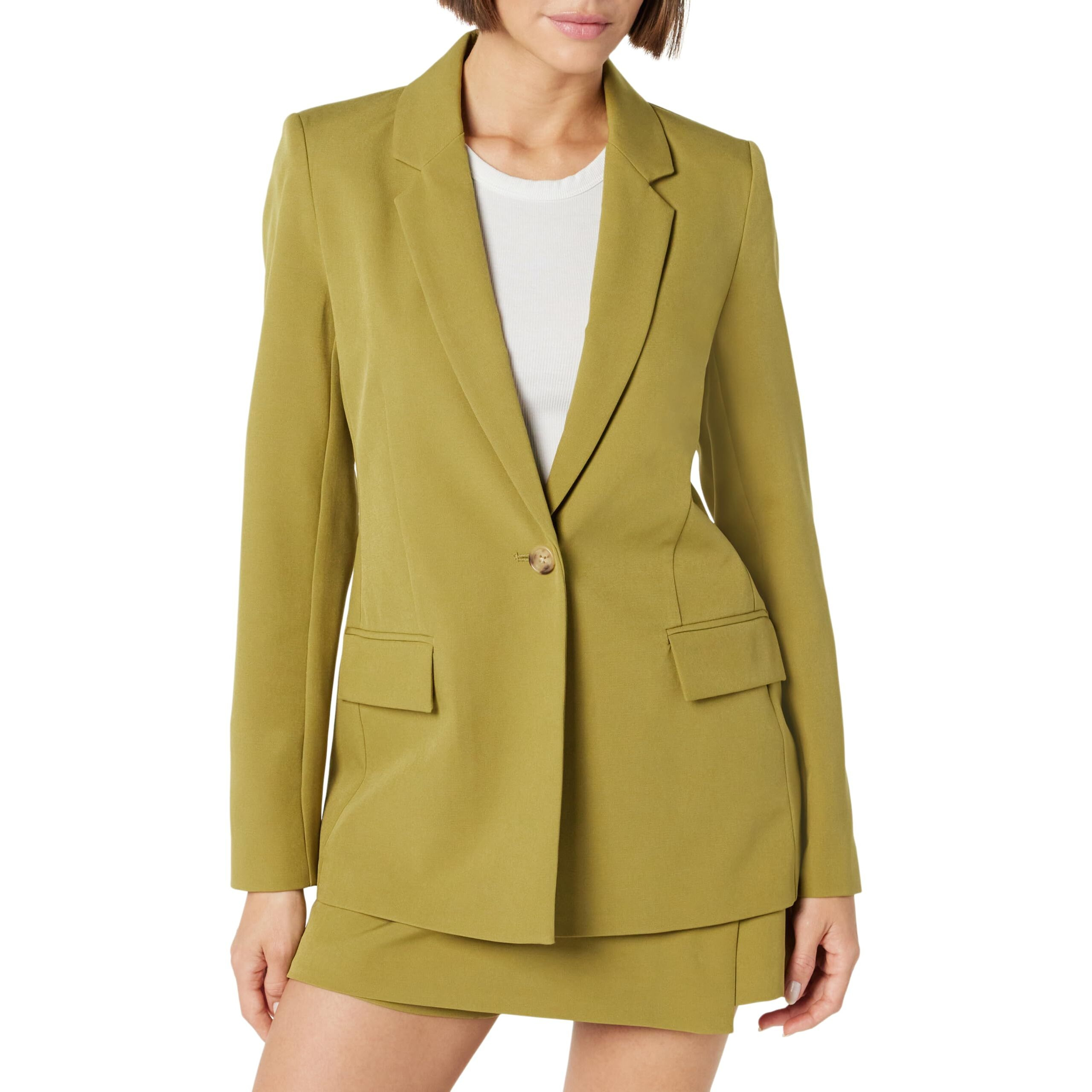 The Drop Women's Blake Long Blazer, Olive Oil Xs