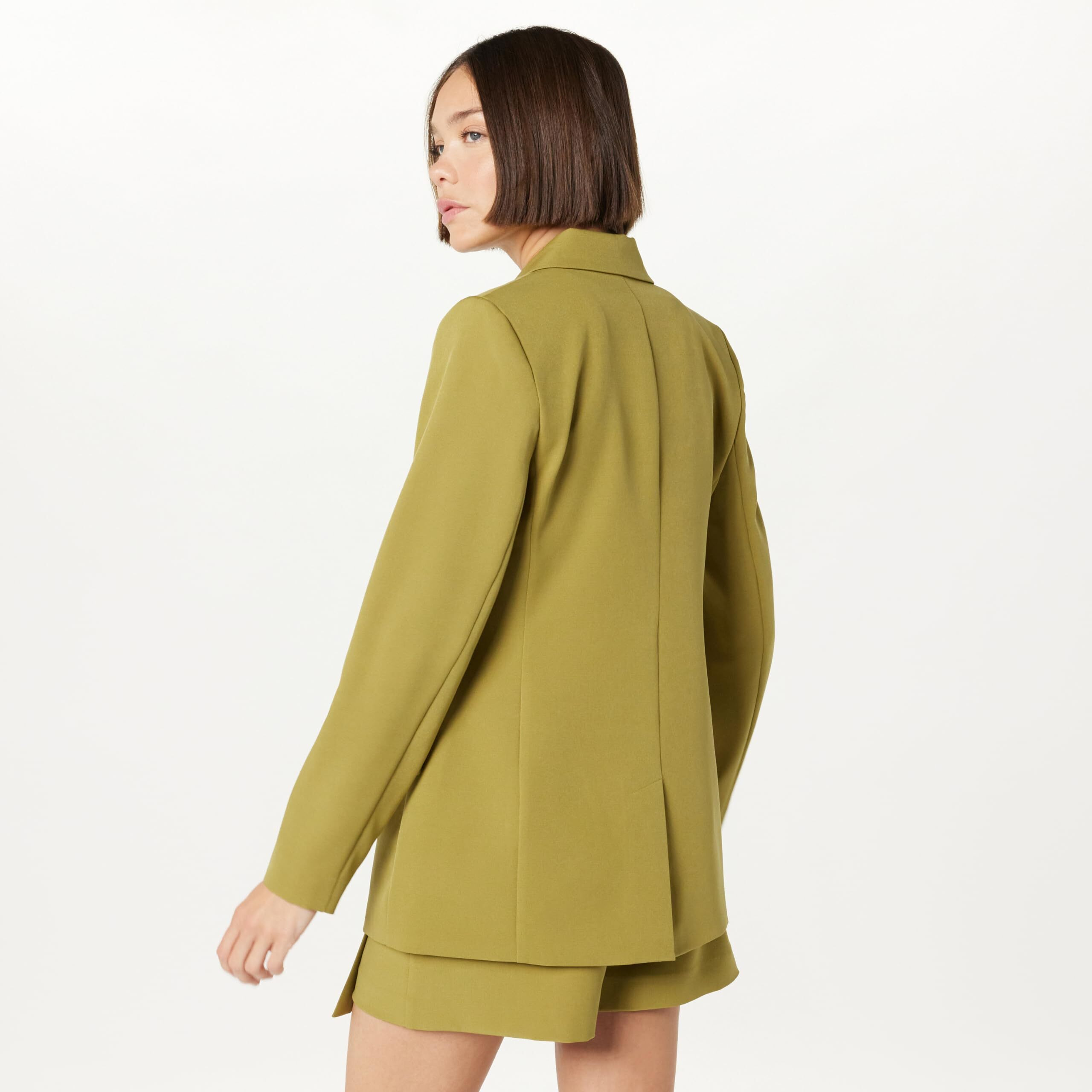 The Drop Women's Blake Long Blazer, Olive Oil Xs