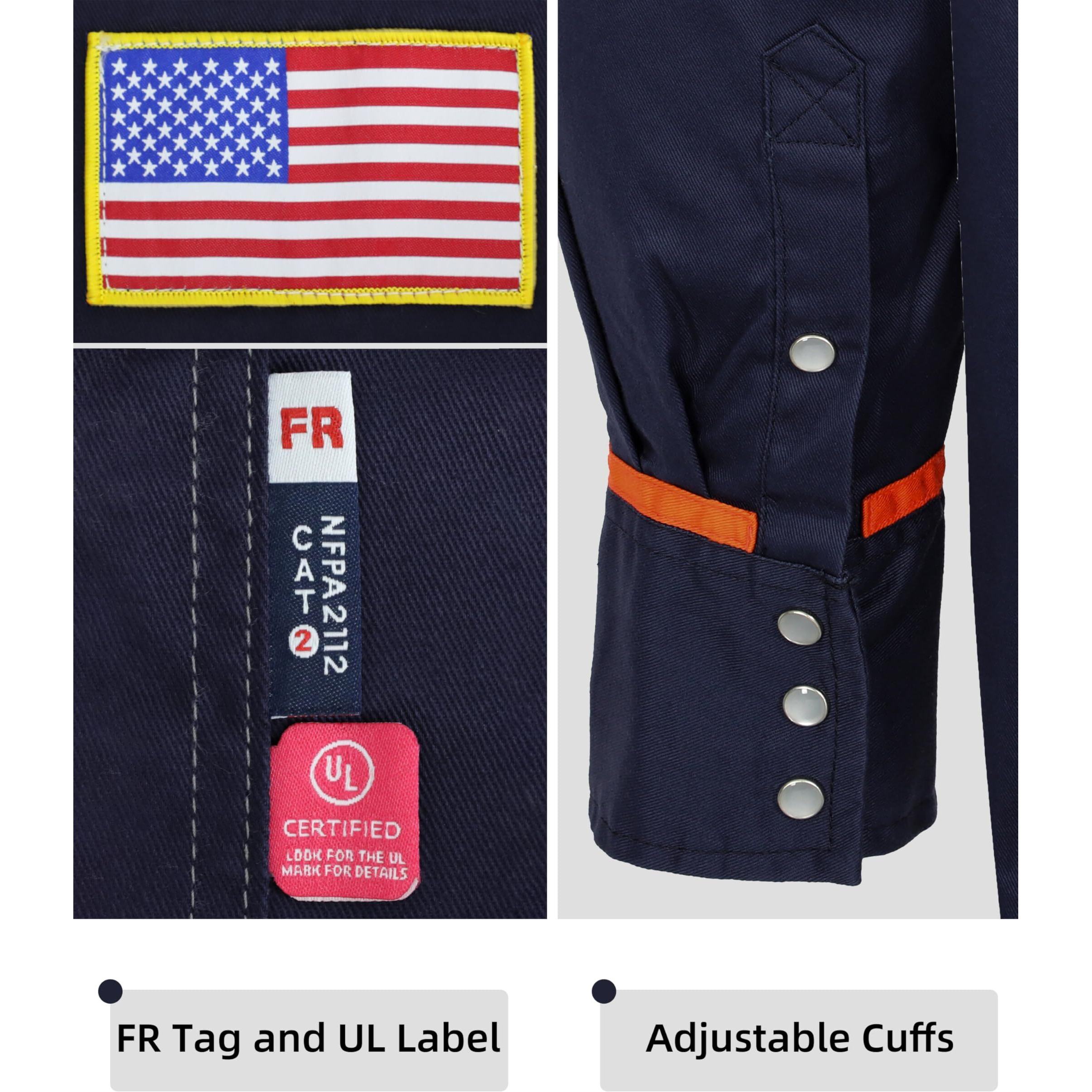 Bocomal Fr Shirts For Men Flame Resistant Light Weight Nfpa2112 Fire Retardant Welding Shirt Water & Oil Repellent Finish