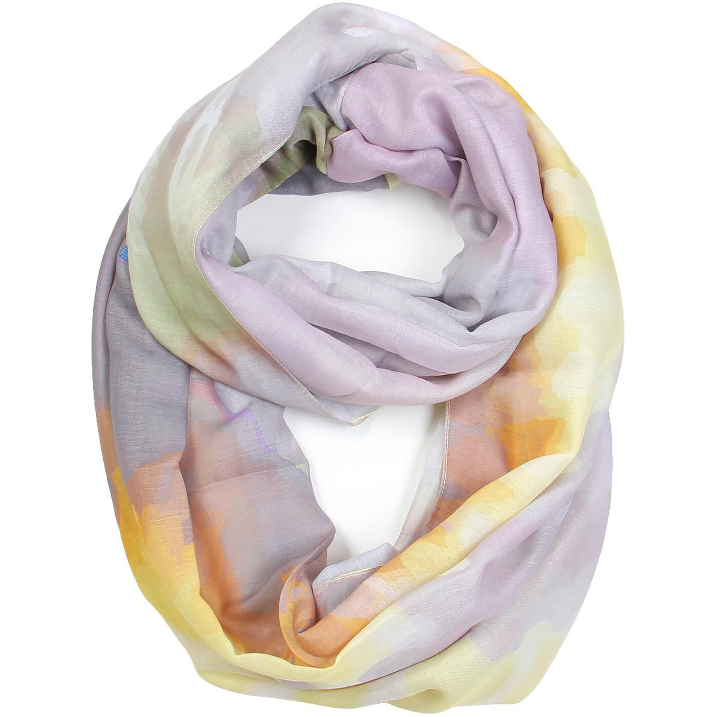 Scarfand's Mixed Colors Oil Paint Tie-Dye Spring Fashion Versatile Lightweight Infinity Scarves Head Wrap (Tie-Dye Gray/Yellow)