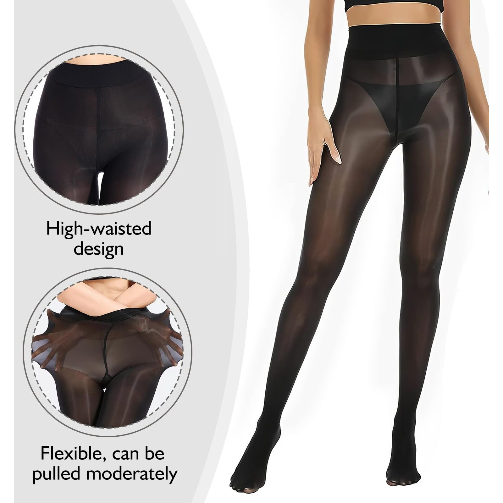 Buauty Shimmer Tights For Women, Shiny Oil Pantyhose Stockings, Oil Bright Shaping Tight Ultra Shiny Sheer Tights High Waist