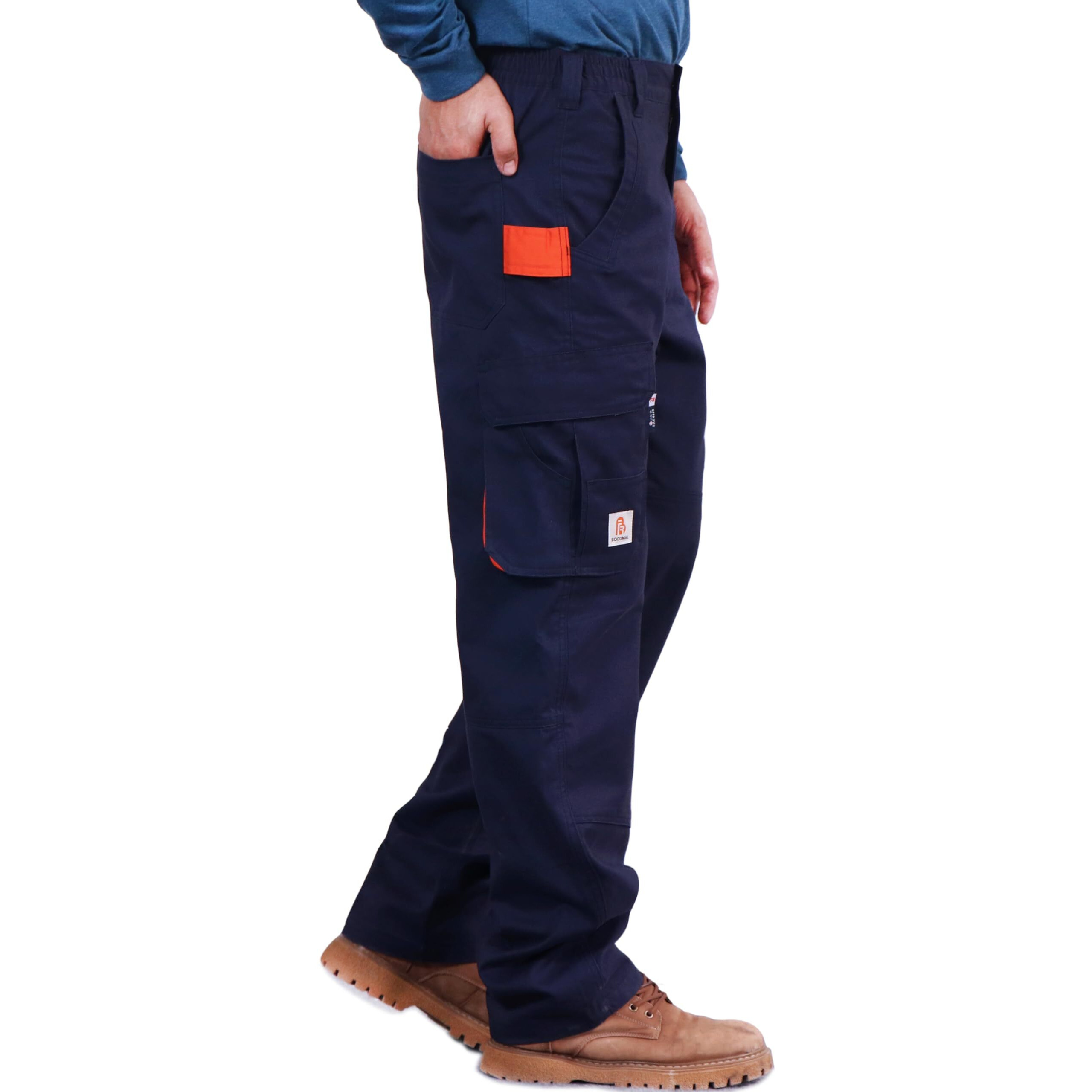 Bocomal Fr Pants For Men Utility Cargo Pockets Flame Resistant/Fire Retardant Carpenter Water Oil Repellent Finish Navy