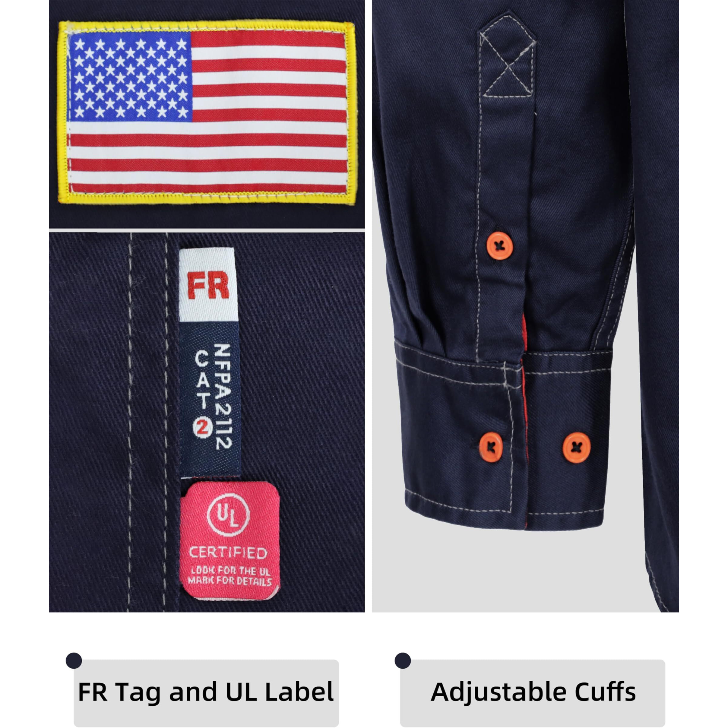 Bocomal Fr Shirts For Men Flame Resistant Light Weight Nfpa2112 Fire Retardant Welding Shirt Water & Oil Repellent Finish