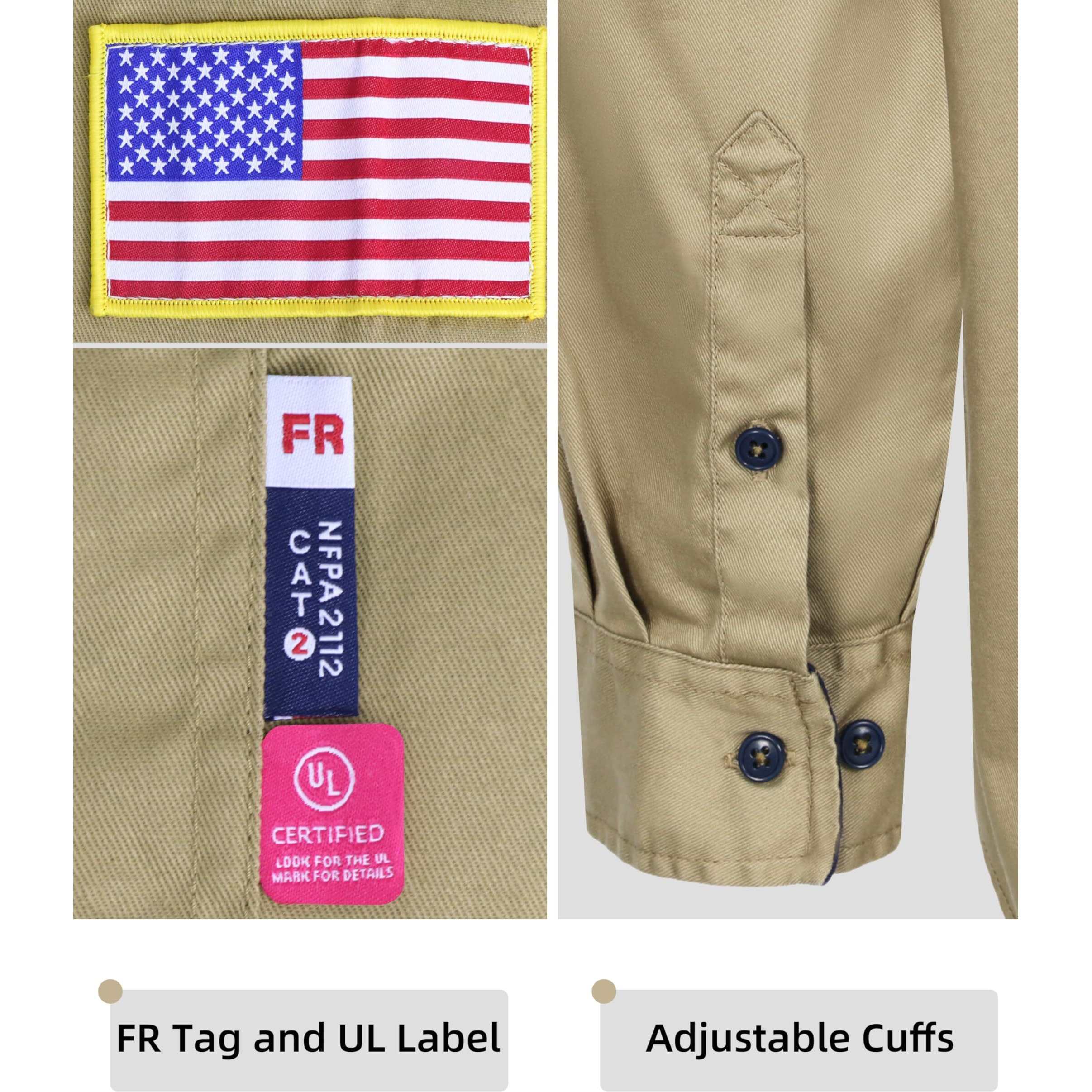 Bocomal Fr Shirts For Men Flame Resistant Light Weight Nfpa2112 Fire Retardant Welding Shirt Water & Oil Repellent Finish