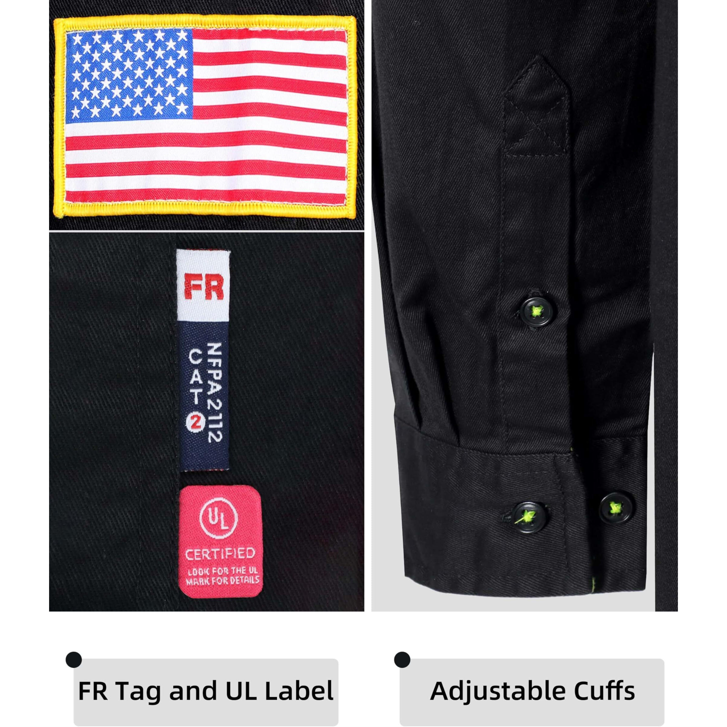 Bocomal Fr Shirts For Men Flame Resistant Light Weight Nfpa2112 Fire Retardant Welding Shirt Water & Oil Repellent Finish