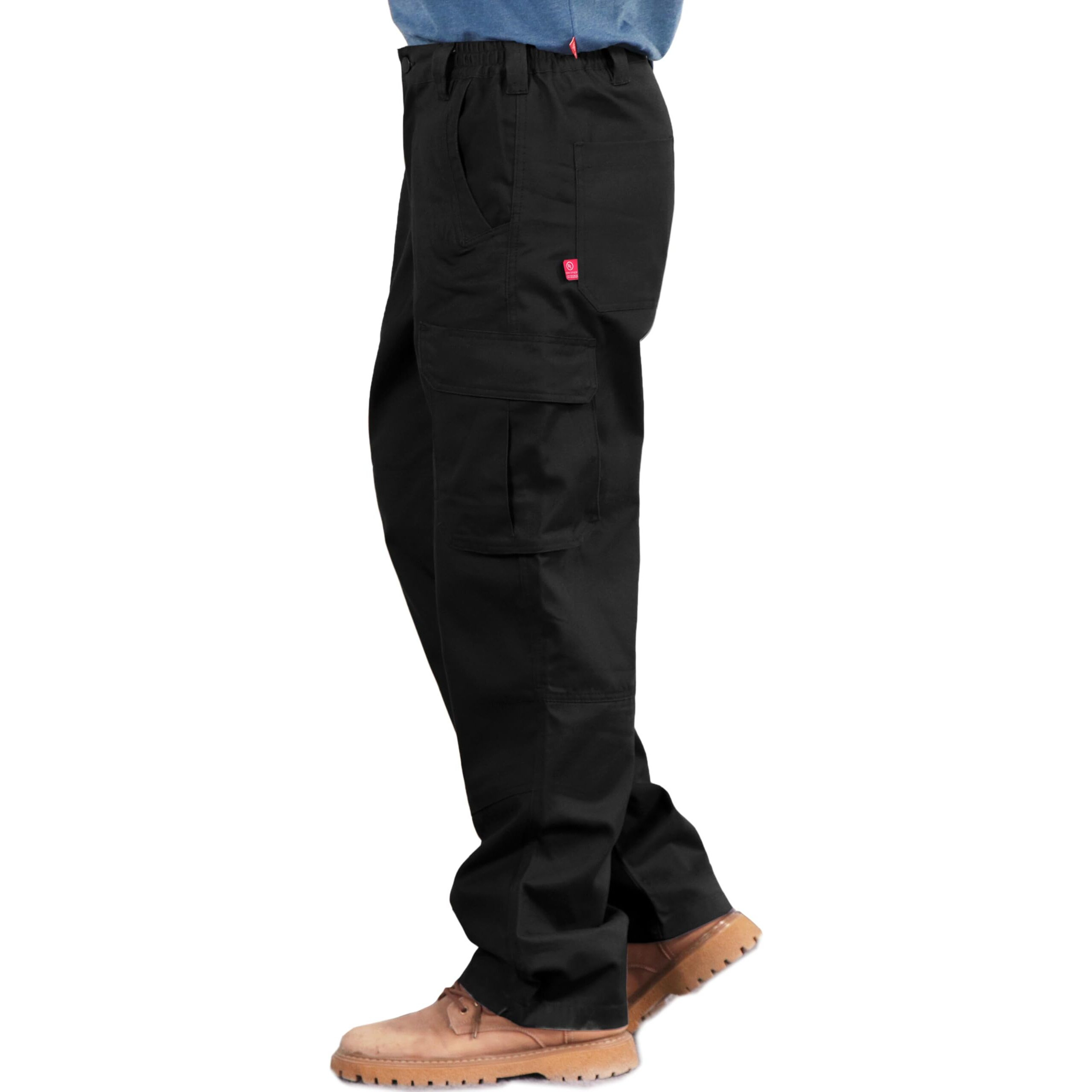 Bocomal Fr Pants For Men Utility Cargo Pockets Flame Resistant/Fire Retardant Carpenter Water Oil Repellent Finish Black