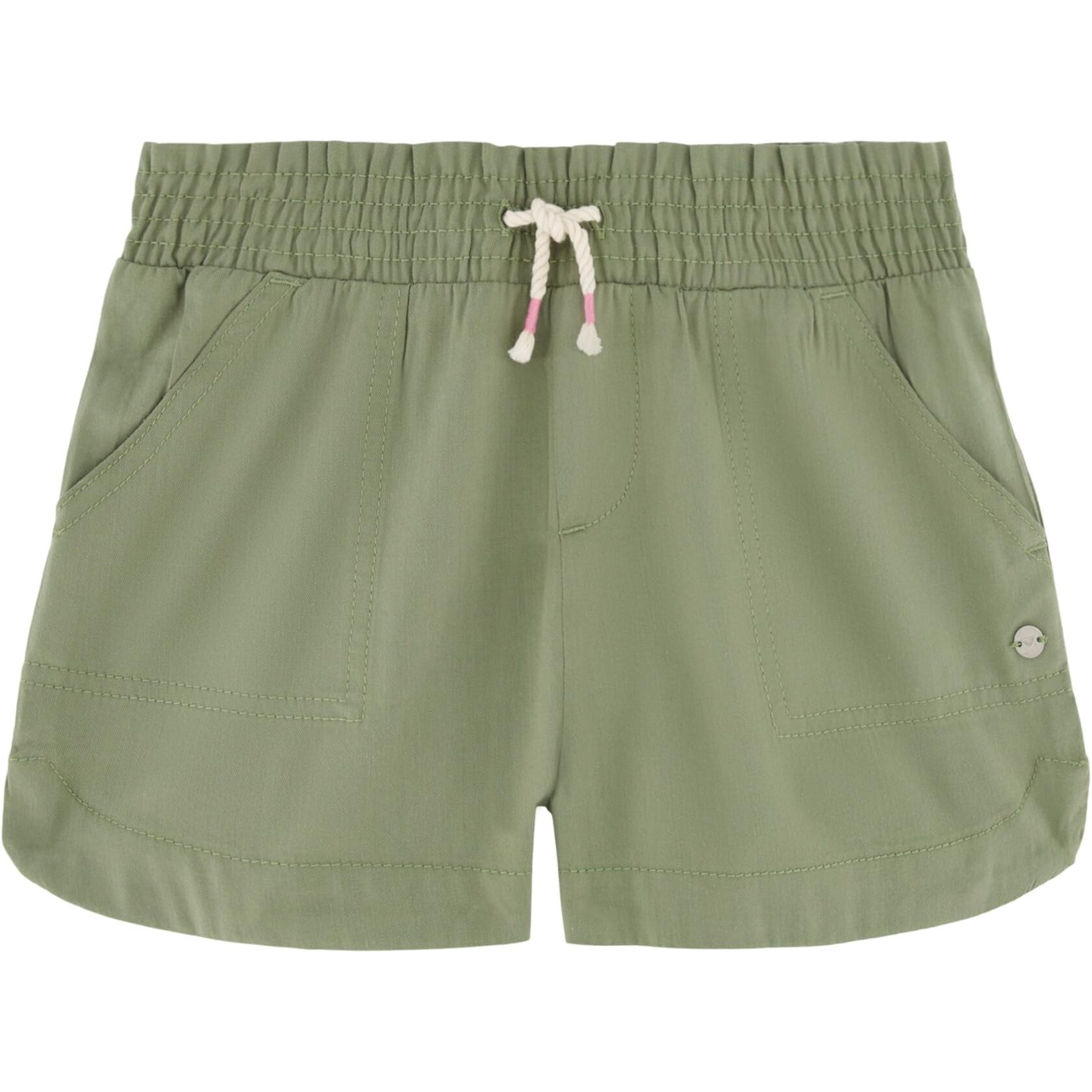 Roxy Girls' Soleil Elastic Waist Shorts, Drawstring Closure, Soft & Comfortable Fit, Oil Green, 8-10