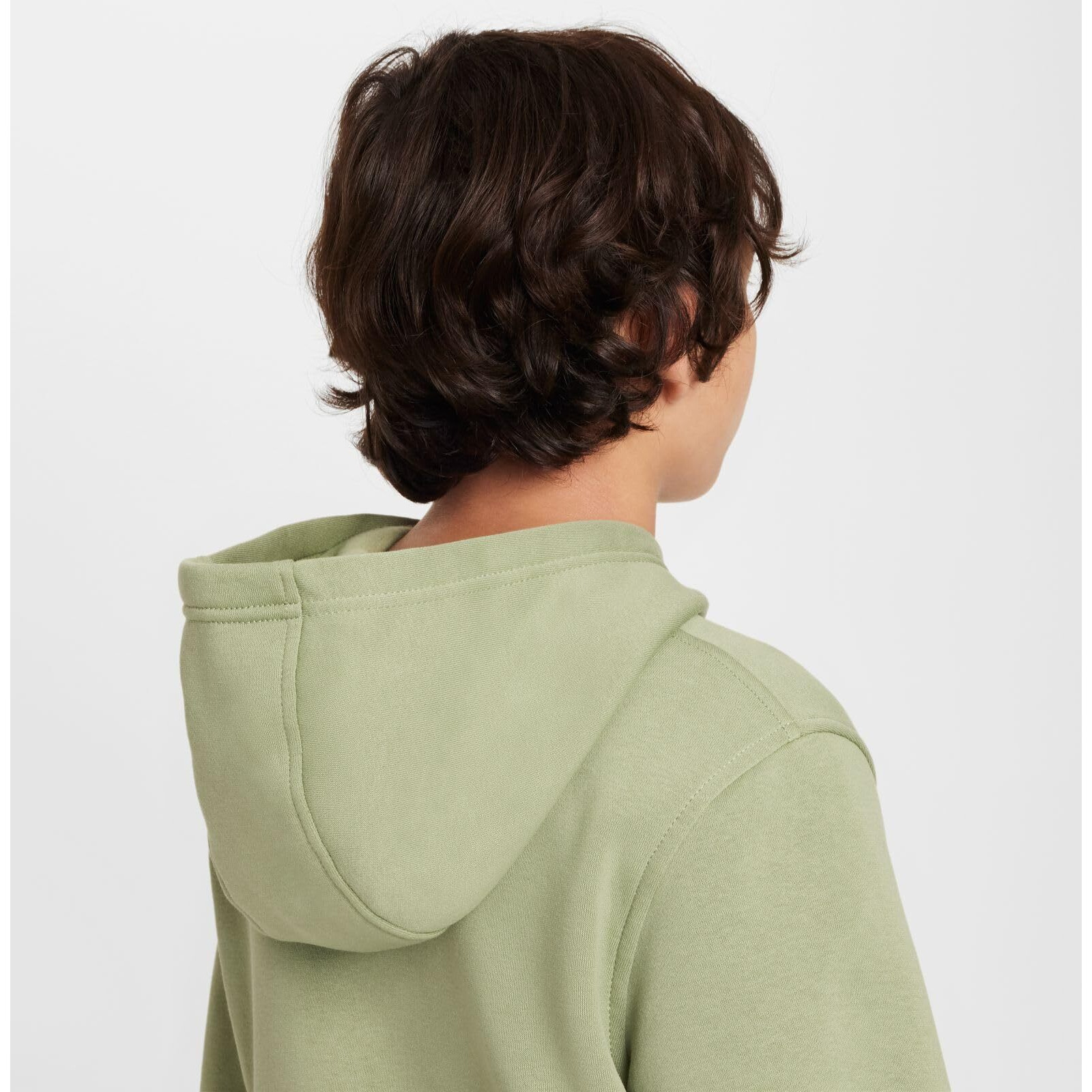 Nike Sportswear Club Fleece Pullover Hoodie (Little Big Kid), Oil Green/White