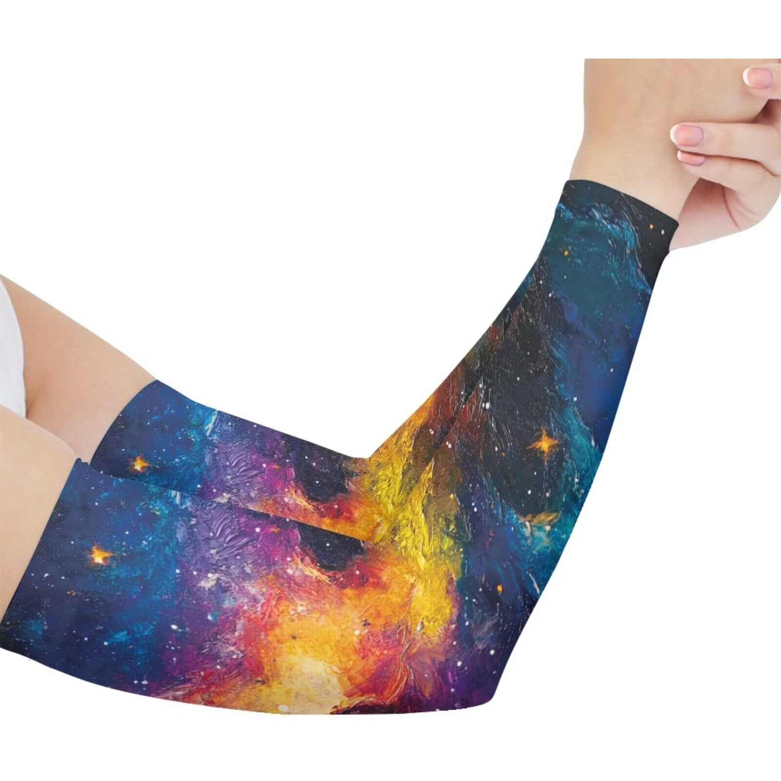 Binienty Unisex Arm Sleeves For Men Women Oil Painting Galaxy Print Anti-Slip Uv Arm Sleeves For Golf, Basketball, Cycling, Driving Ideal Gifts For Friends,Size M