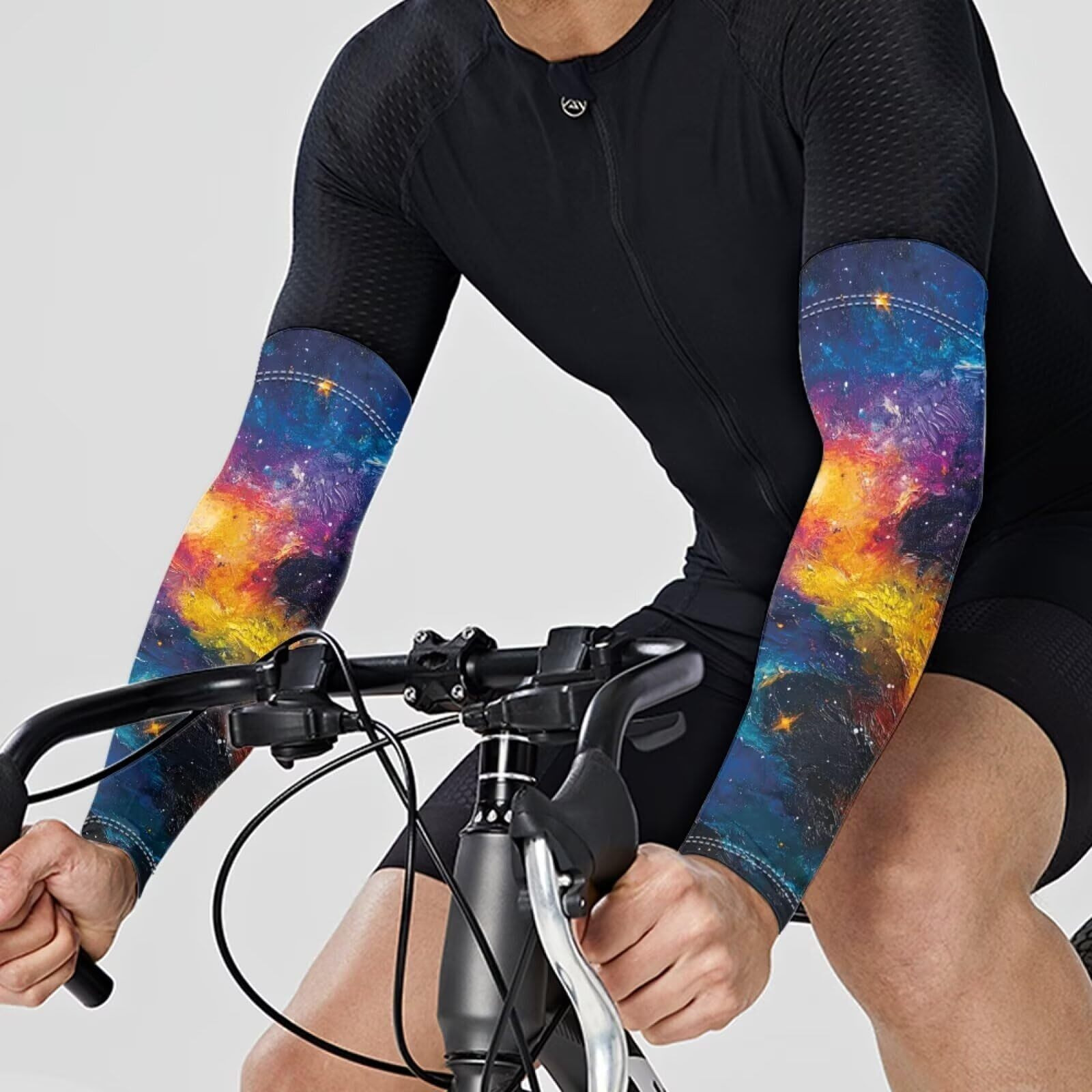 Binienty Unisex Arm Sleeves For Men Women Oil Painting Galaxy Print Anti-Slip Uv Arm Sleeves For Golf, Basketball, Cycling, Driving Ideal Gifts For Friends,Size M