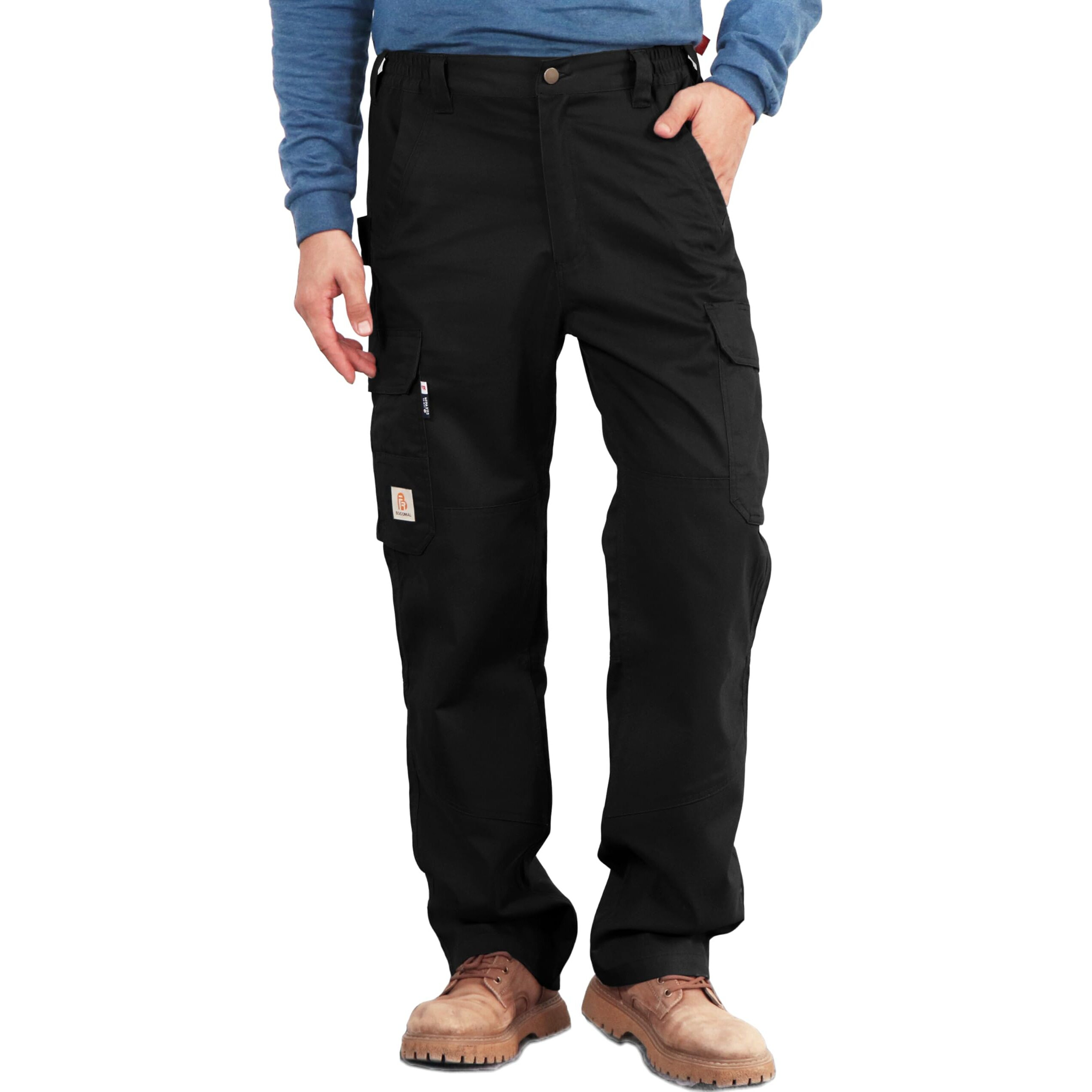 Bocomal Fr Pants For Men Utility Cargo Pockets Flame Resistant/Fire Retardant Carpenter Water Oil Repellent Finish Black