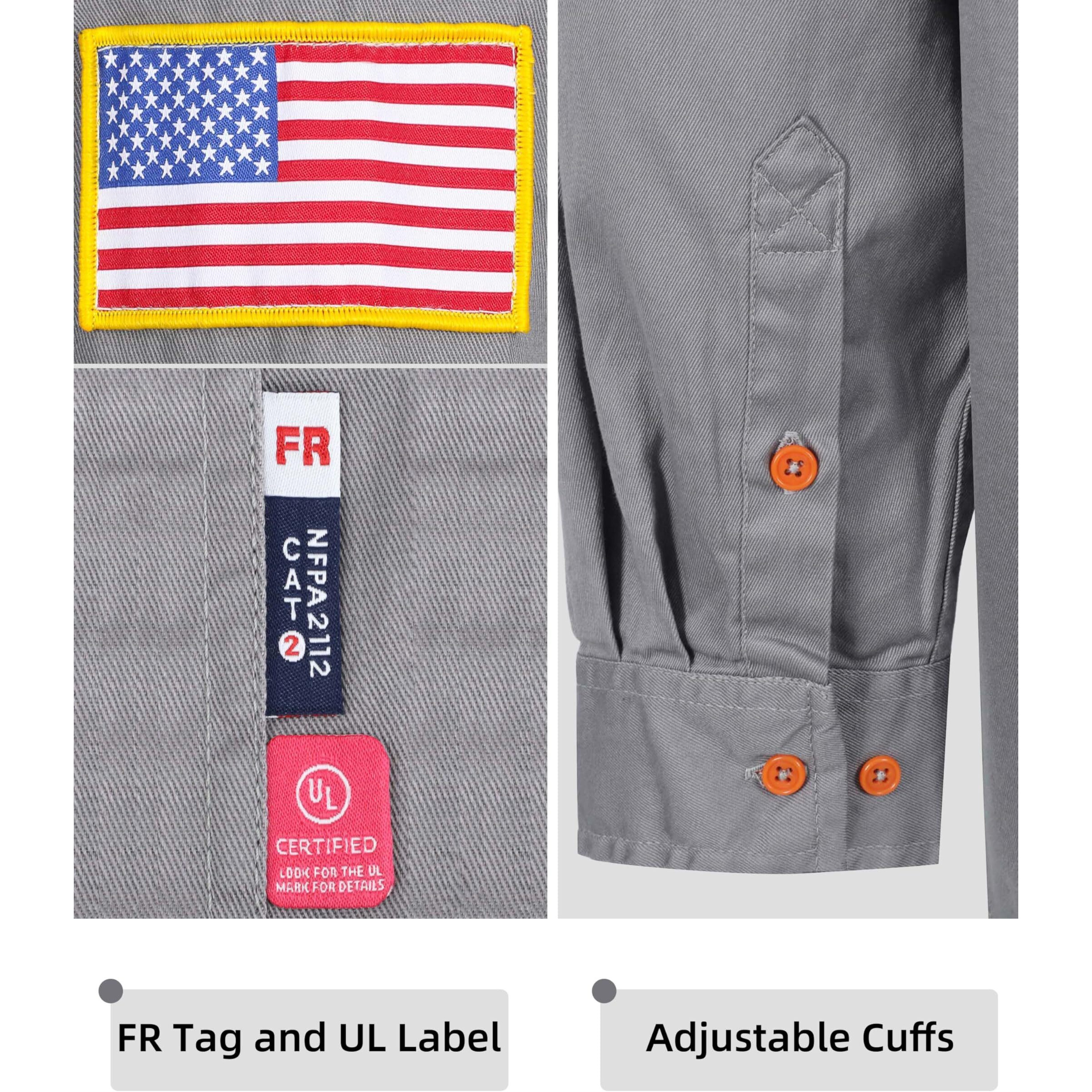Bocomal Fr Shirts For Men Flame Resistant Light Weight Nfpa2112 Fire Retardant Welding Shirt Water & Oil Repellent Finish