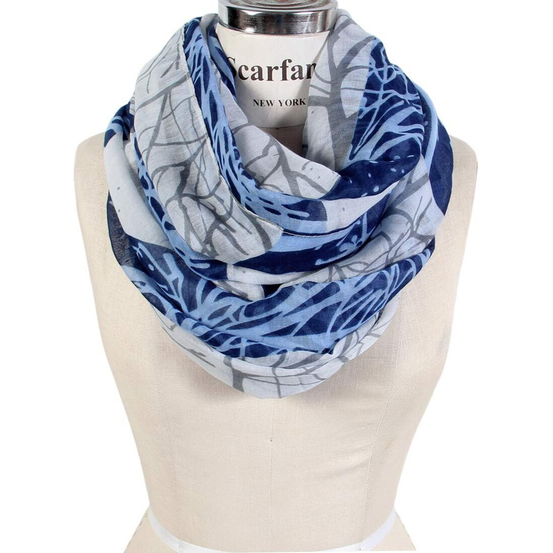 Scarfand's Mixed Colors Oil Paint Tie-Dye Spring Fashion Versatile Lightweight Infinity Scarves Head Wrap (Wintry Blue)