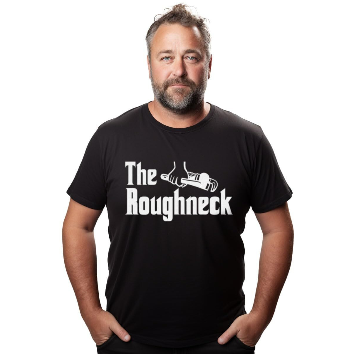 Ann Arbor T-Shirt Co. The Roughneck | Funny Oilfield Oil Field Worker Apprentice Journeyman Master Tee For Men Women Dad Grandpa-(Adult,2Xl) Black