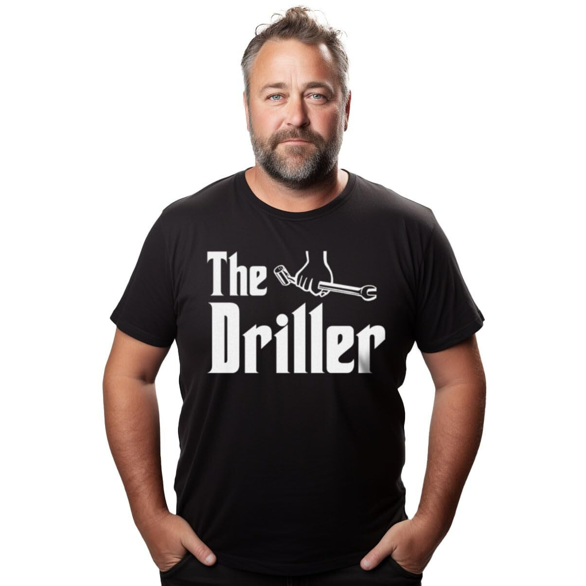Ann Arbor T-Shirt Co. The Driller | Funny Well Drilling Oil Field Worker Apprentice Journeyman Master T-Shirt For Men Women Dad Grandpa-(Adult,L) Black