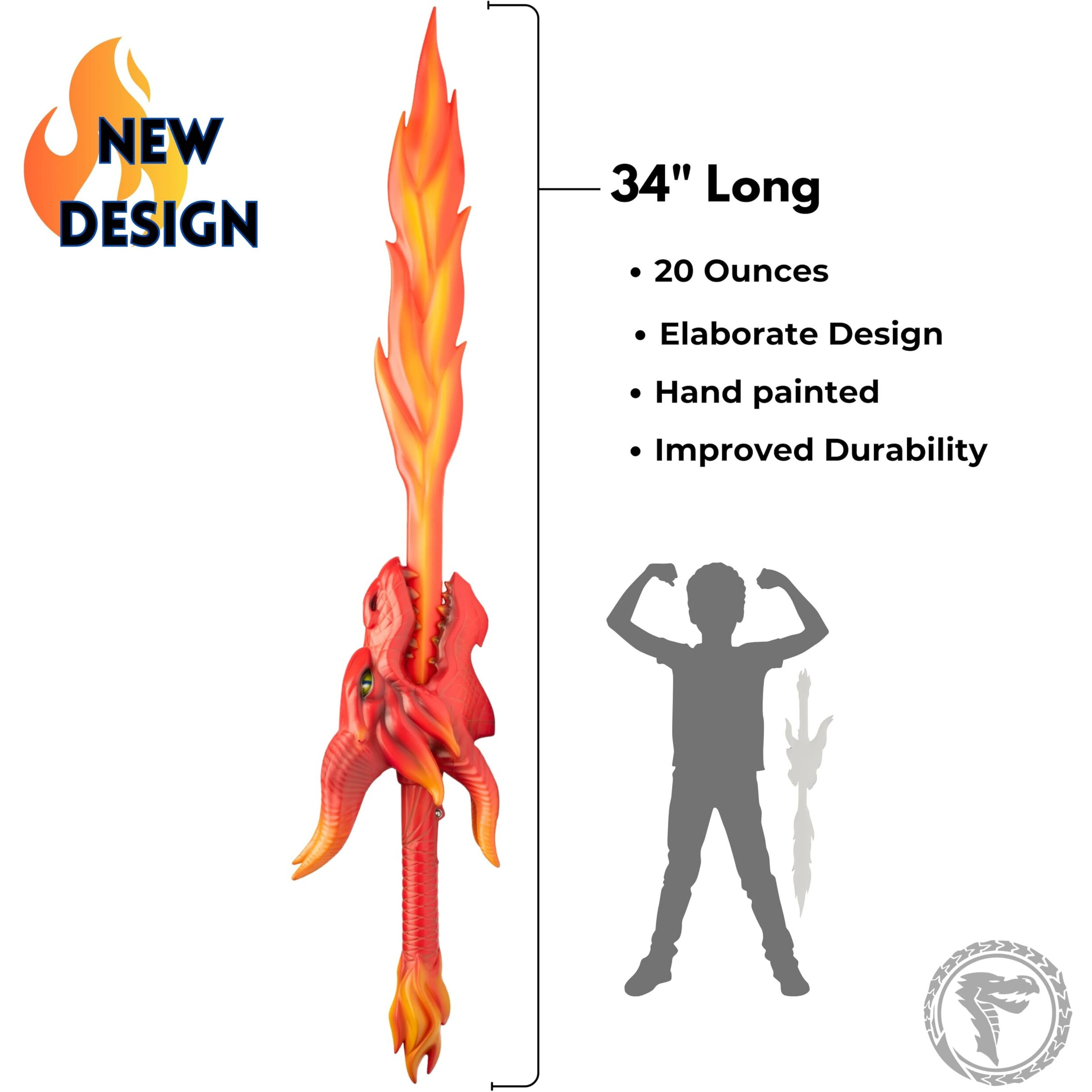 Formidable Toys 34 In Foam Sword - Dragon Arc Red And Orange- Customizable Toy Sword For Kids And Adults - Durable Polyurethane Foam For Play Fighting