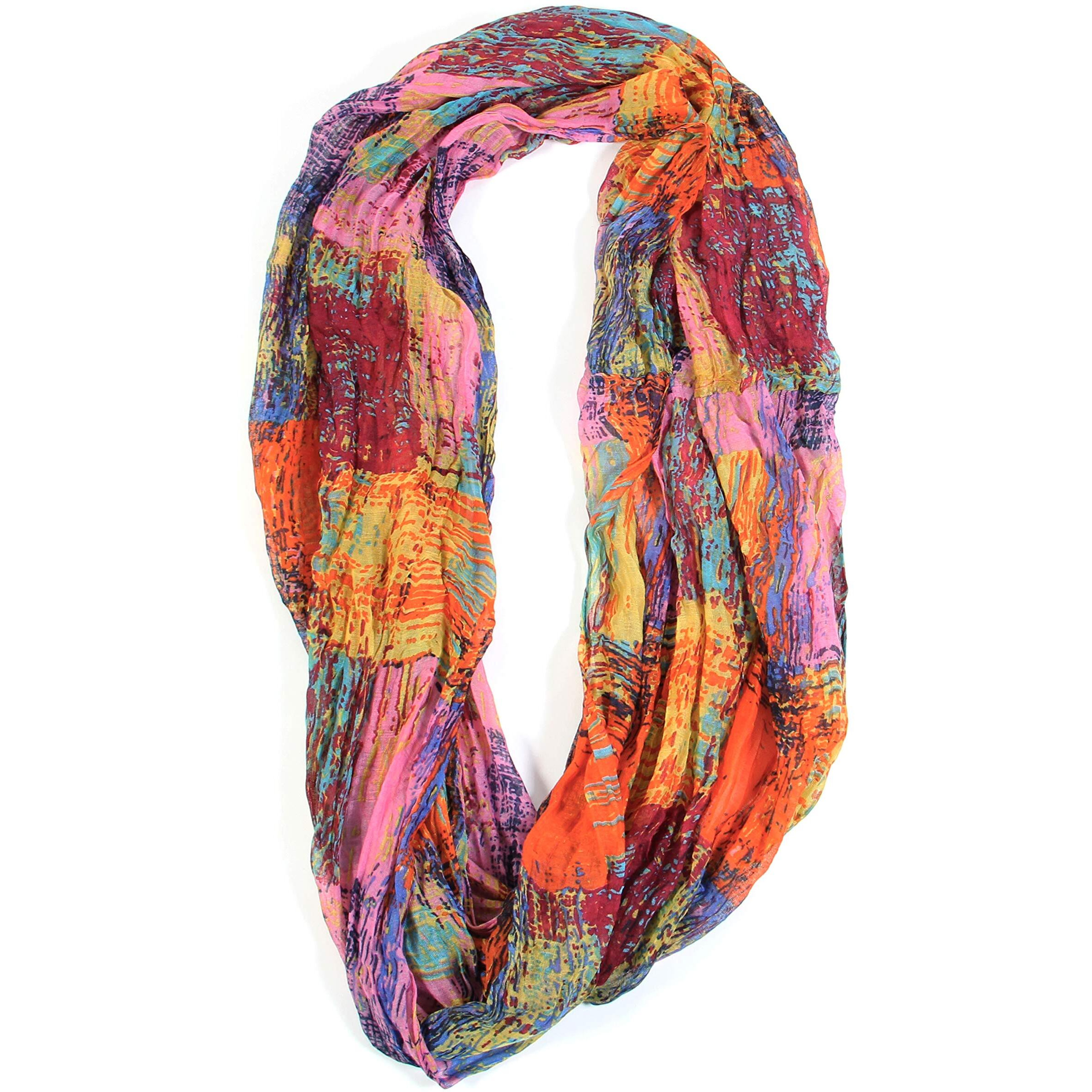 Scarfand's Mixed Colors Oil Paint Tie-Dye Spring Fashion Versatile Lightweight Infinity Scarves Head Wrap (Mixed Color - Pkor)