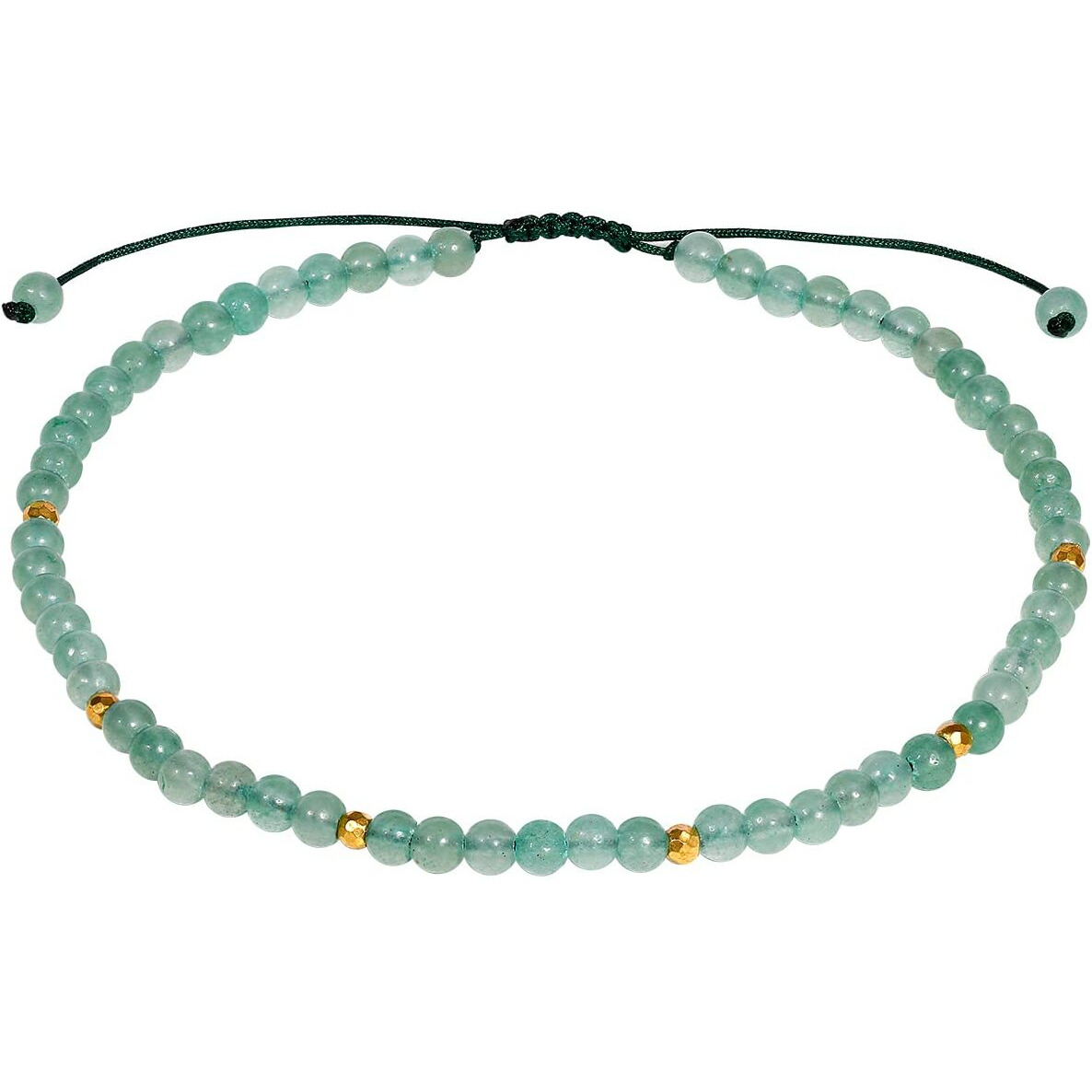Jewever Aventurine Jade Anklet Bracelet For Women Crystals And Healing Stones Essential Oil Diffuser Beach Foot Beaded Adjustable(8.5-10 Inches)