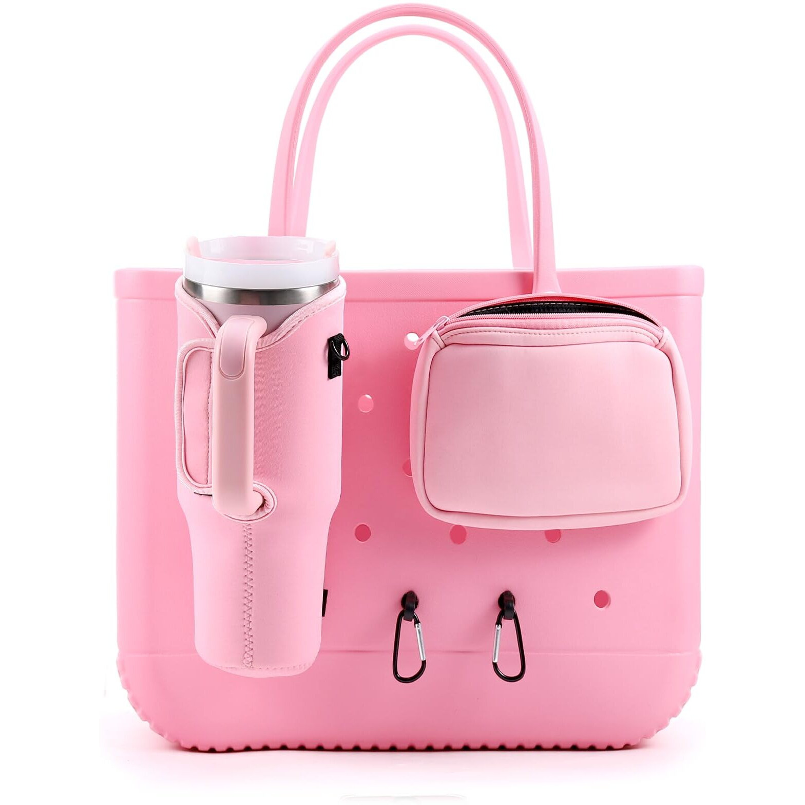 Meeti 4Pcs Organizer Holder For Bogg Bag, Accessories For Bogg Bags, Phone Holder Compatible With Bogg Bag Original (Pink)