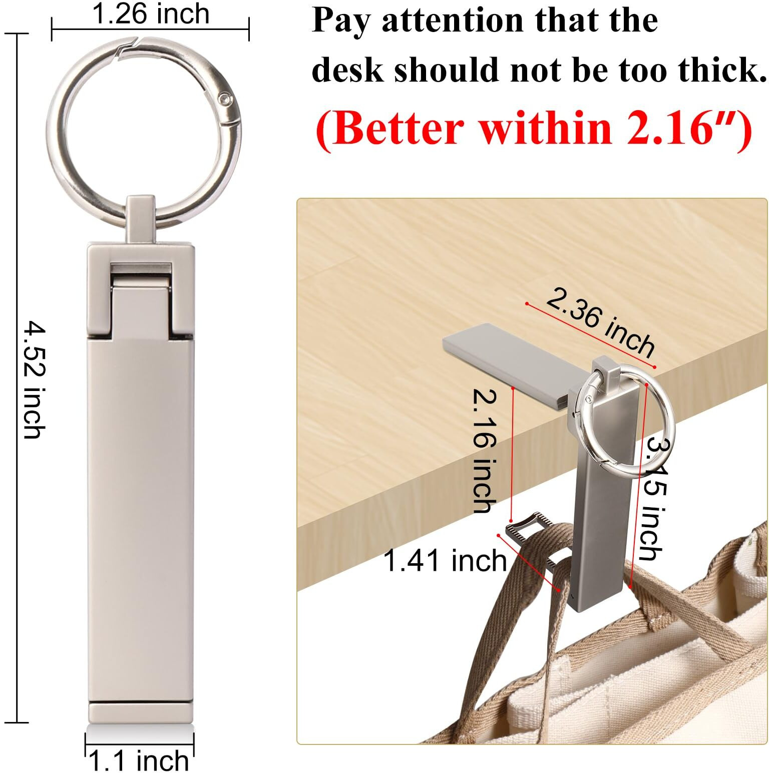 Bulfull Purse Hook For Table Desk Folding Handbag Holder Mobile Phone Stand Holder For Women Men (New Upgrade-Platinum)