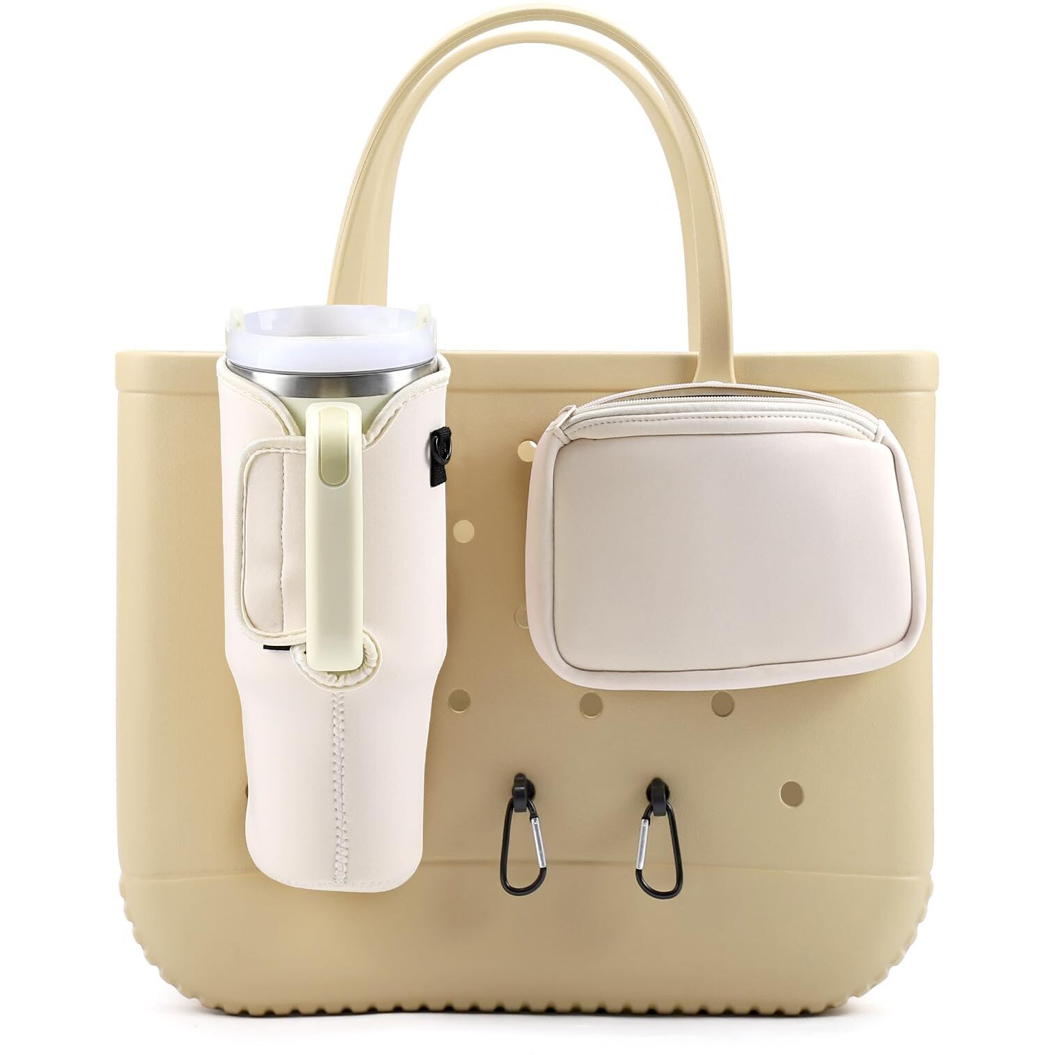 Meeti 4Pcs Organizer Holder For Bogg Bag, Accessories For Bogg Bags, Phone Holder Compatible With Bogg Bag Original (Cream)