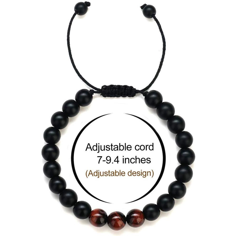 Mens Womens Gifts Mens Yoga Bracelet - Natural Black Lava Rock Stone, Adjustable Aromatherapy Essential Oil Diffuser Bracelet For Men Womens Grandparents