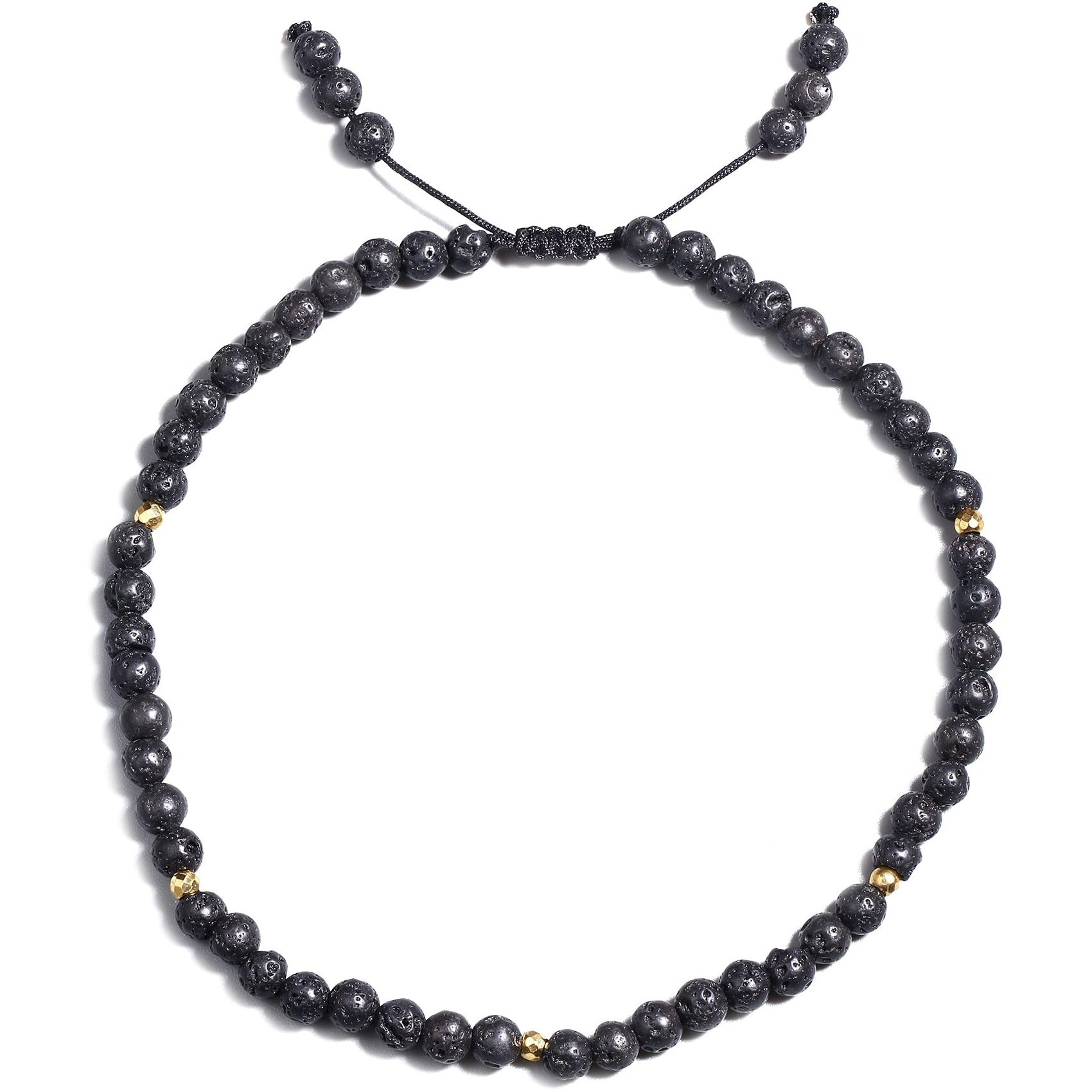 Jewever Lava Rock Anklet Bracelet For Women Crystals And Healing Stones Essential Oil Diffuser Beach Foot Beaded Adjustable(8.5-10 Inches)