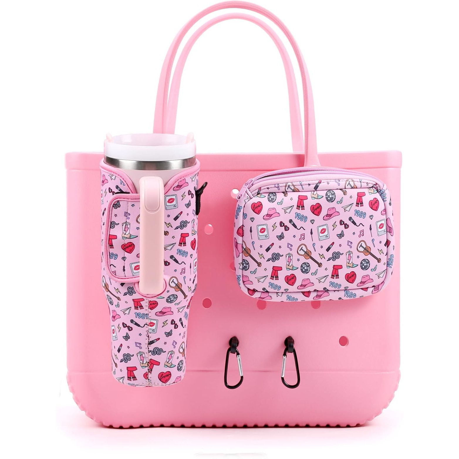 Meeti 4Pcs Organizer Holder For Bogg Bag, Accessories For Bogg Bags, Phone & Cup Holder Compatible With Bogg Bag Original (Music Lover)