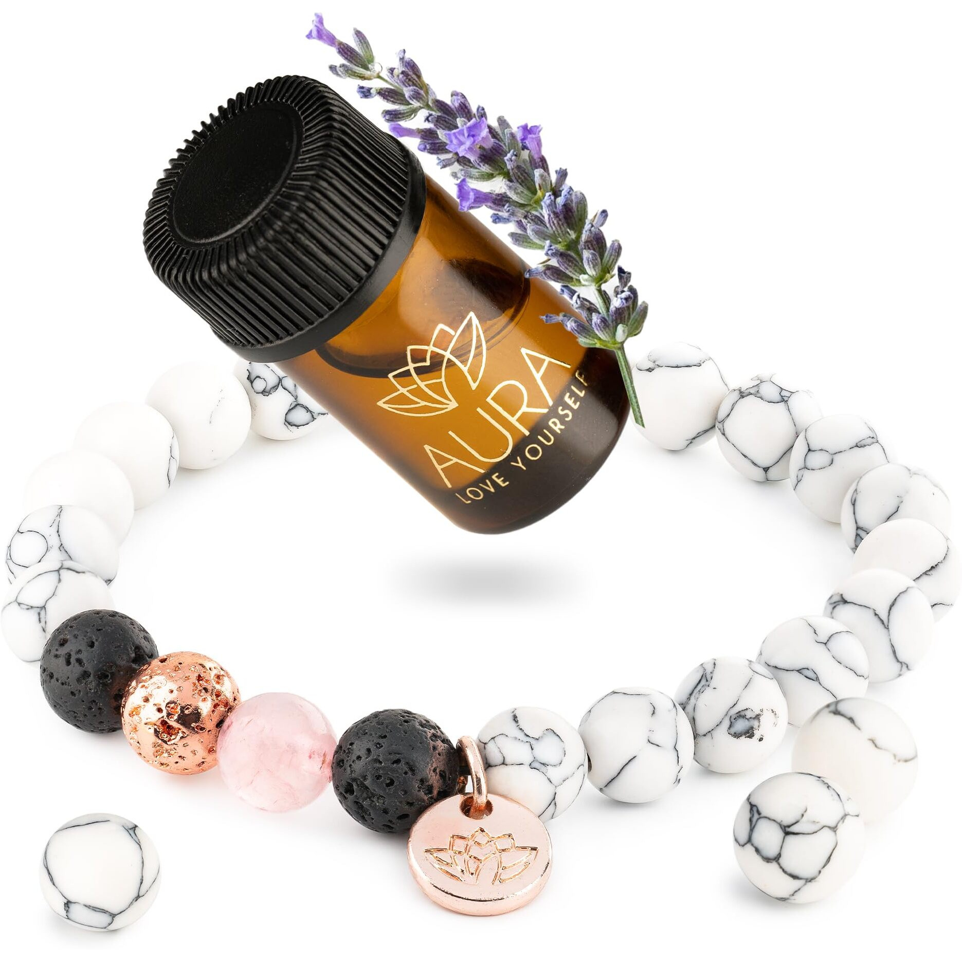 Lava Rock Diffuser Bracelet With Essential Oil Stone Beaded Bracelets For Women Yoga Beads Healing Crystal Gift For Mom Aromatherapy Stress Relief Self Care Spiritual Gifts For Women