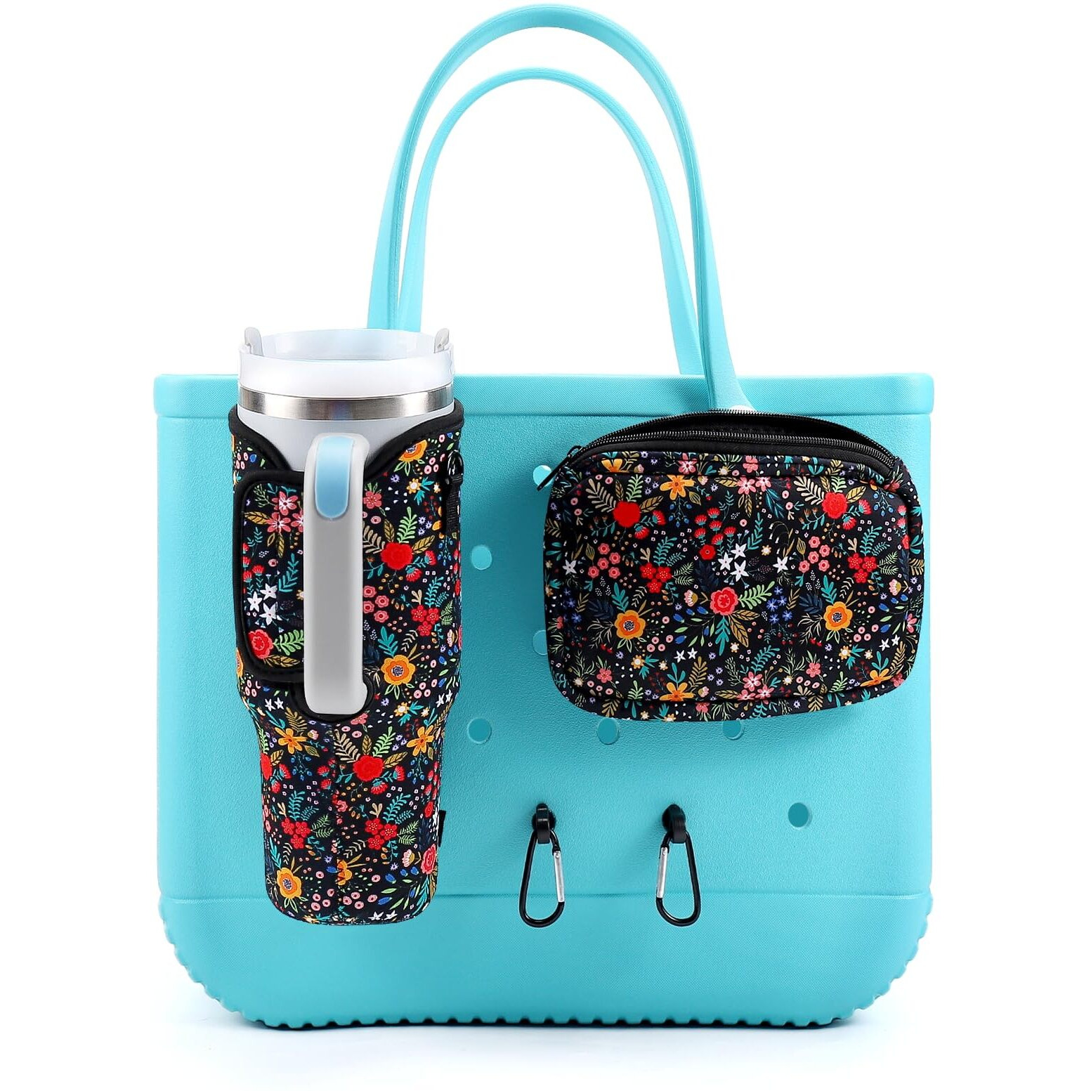 Meeti 4Pcs Organizer Holder For Bogg Bag, Accessories For Bogg Bags, Phone Holder Compatible With Bogg Bag Original (Floral)