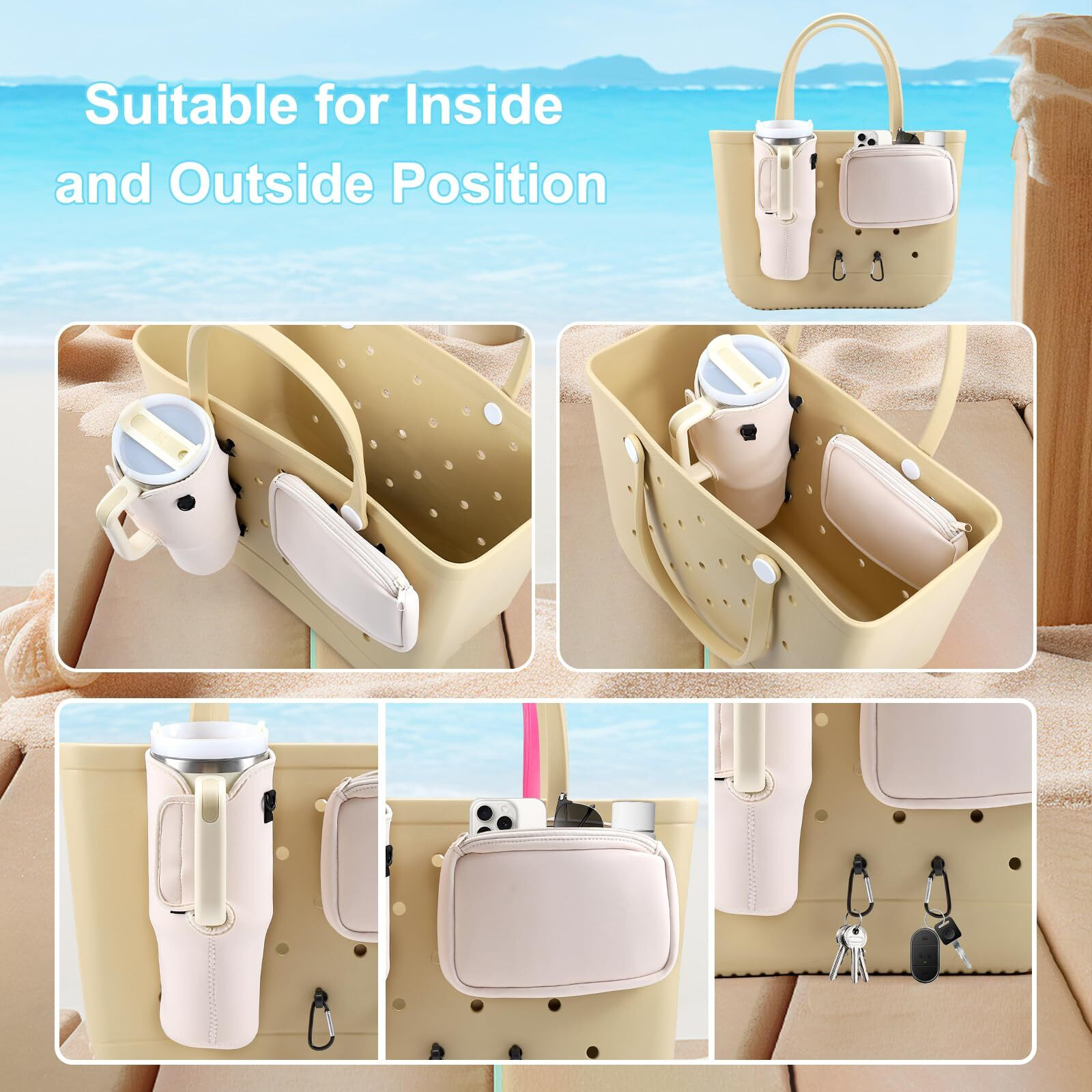 Meeti 4Pcs Organizer Holder For Bogg Bag, Accessories For Bogg Bags, Phone Holder Compatible With Bogg Bag Original (Floral)