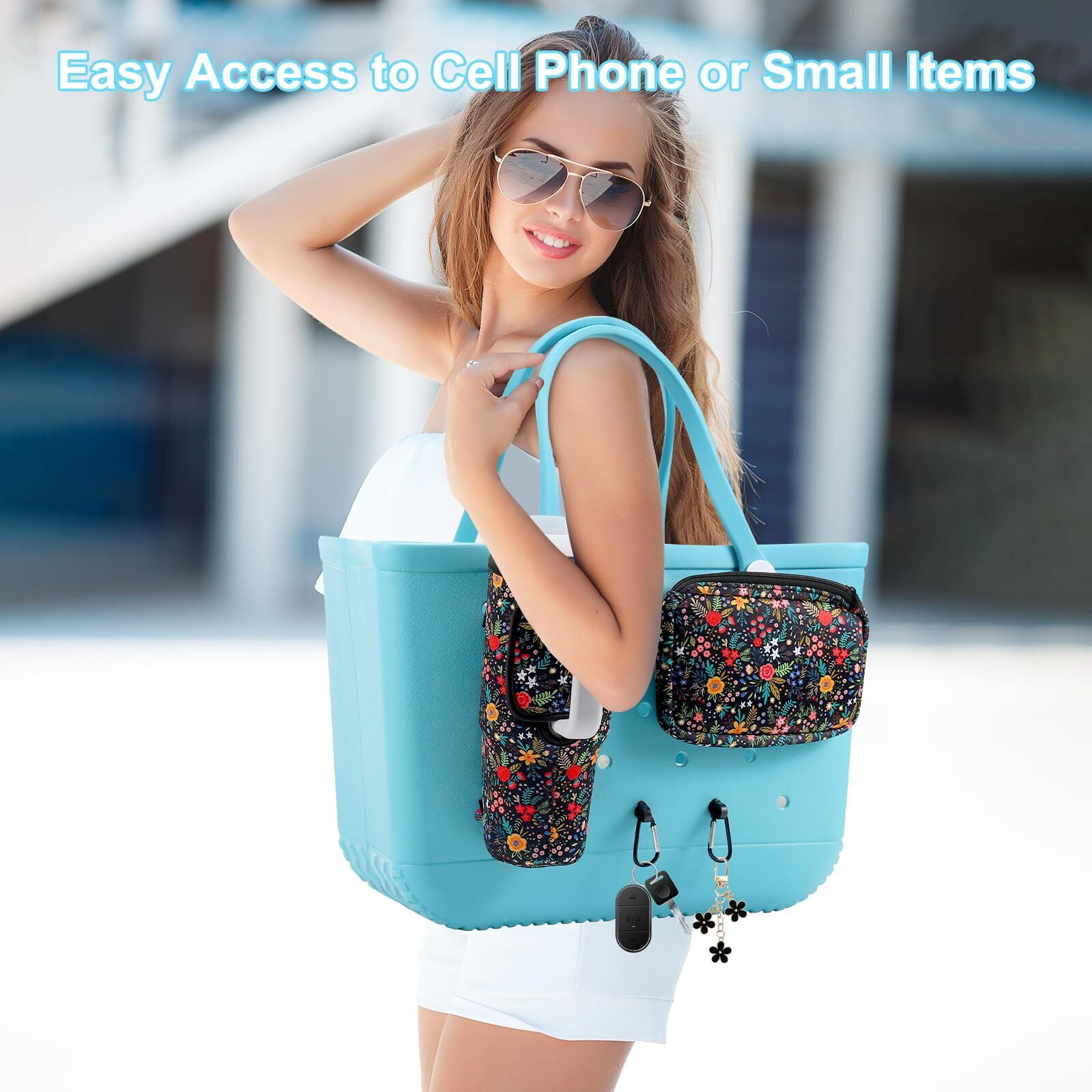 Meeti 4Pcs Organizer Holder For Bogg Bag, Accessories For Bogg Bags, Phone Holder Compatible With Bogg Bag Original (Floral)