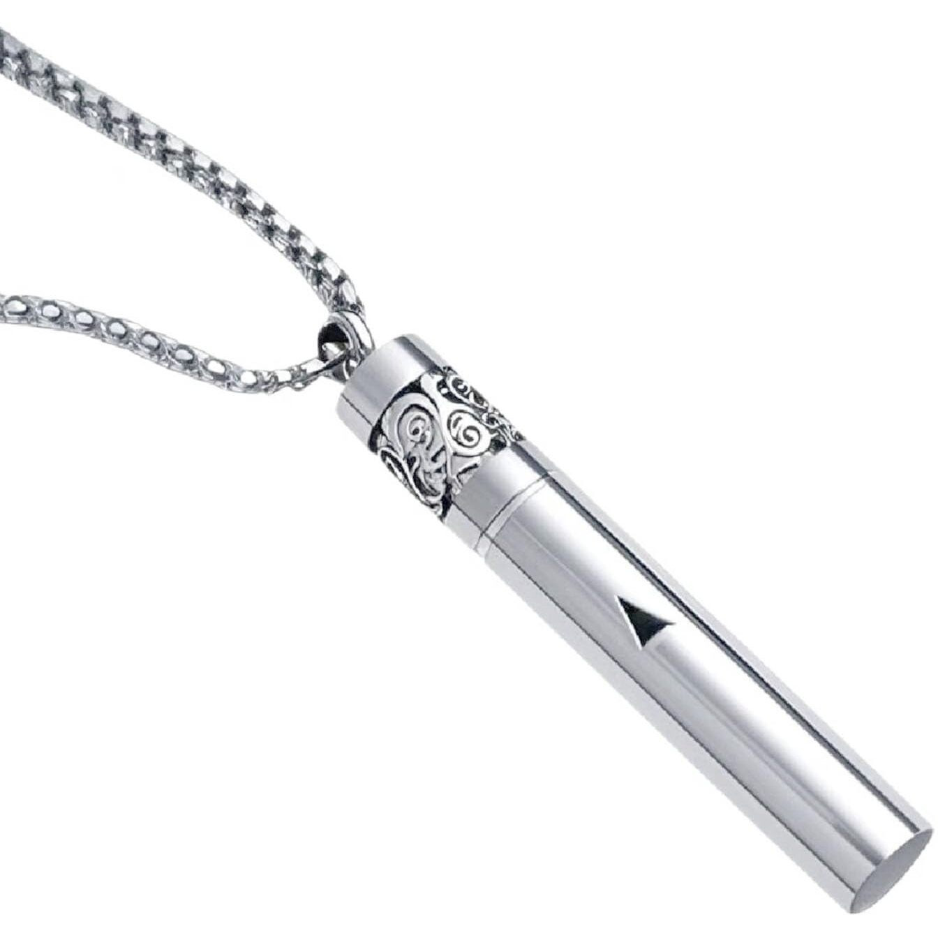 Phaxud Stainless Steel Mindfulness Breathing Necklace For Anxiety Original Upgrades Multifunctional Breathlink With Essential Oil Diffuser Multifunctional Jewelry (A)