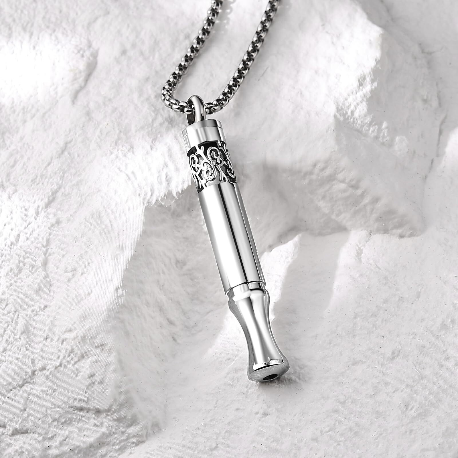 Anxiety Relief Pendant Mindfulness Breathing Necklace - Essential Oil Diffuser & Personal Inhaler Aromatherapy Necklaces For Women & Men (Steel)