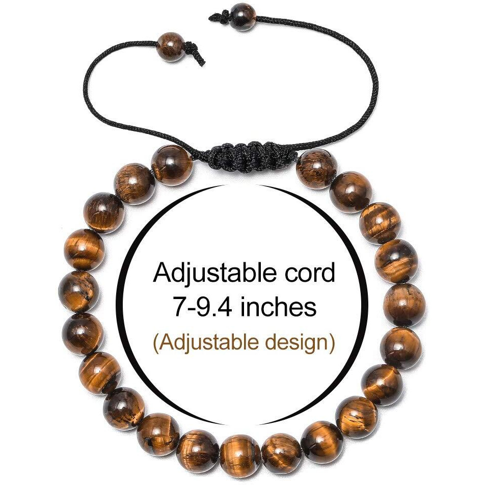 M Mooham Gifts For Male Coworkers Mens - Natural Black Lava Rock Stone Mens Anxiety Tiger Eye Bracelets Adjustable Aromatherapy Essential Oil Diffuser Healing Bracelet