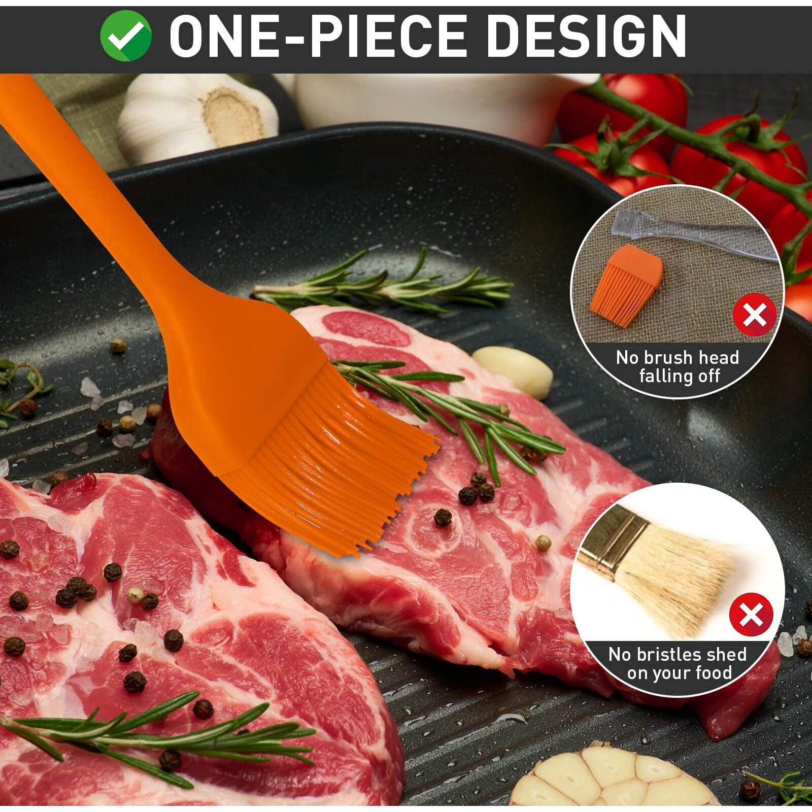 Pastry Brush-Begonia Silicone Basting Brush For Cooking,2Pcs 10+8 In Heat Resistant Food Brushes For Baking, Grilling, Cooking And Spreading Oil (Orange)