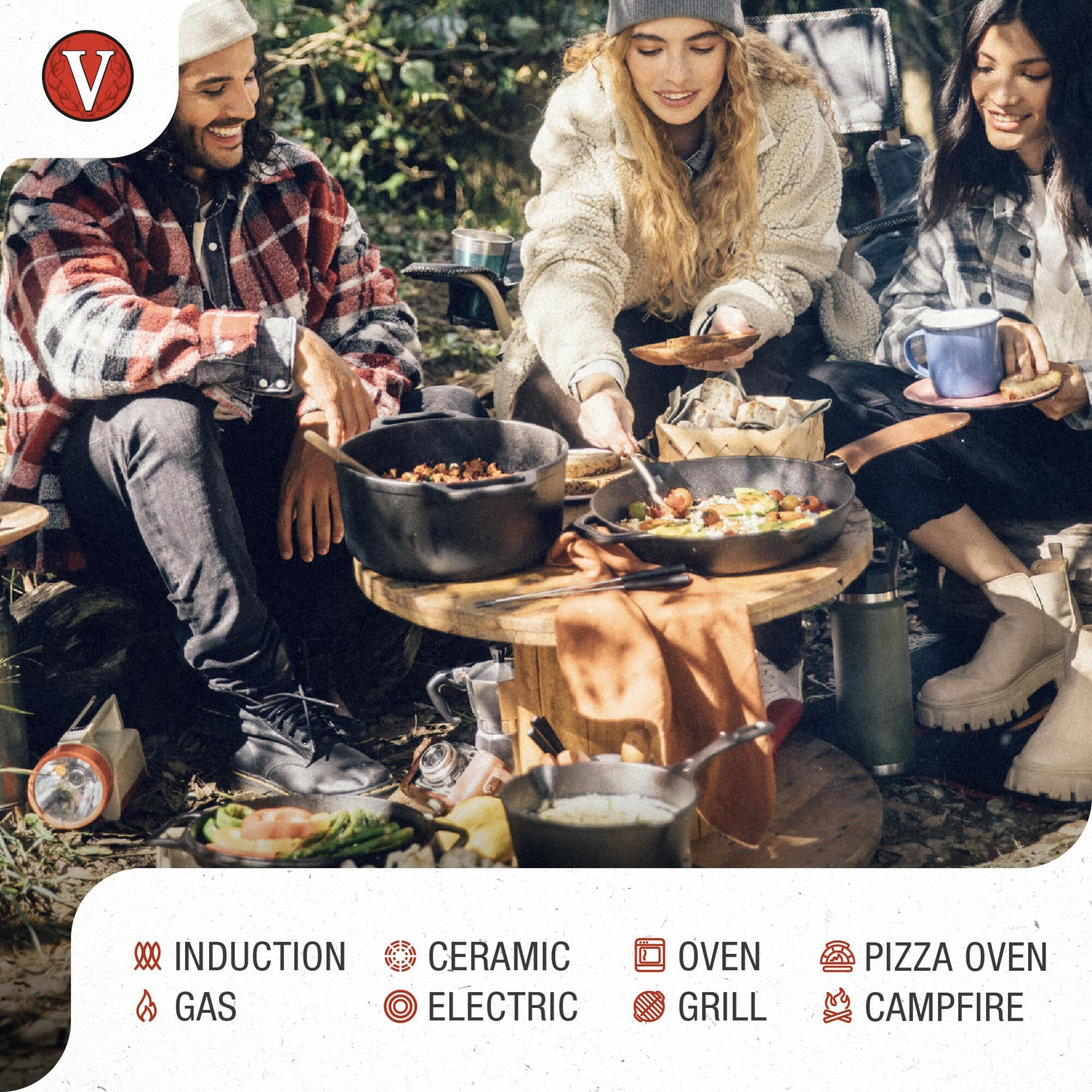 Victoria Cast Iron Large Dutch Oven With Lid And Dual Handles. 7 Quart Pot Seasoned With 100% Kosher Certified Non-Gmo Flaxseed Oil