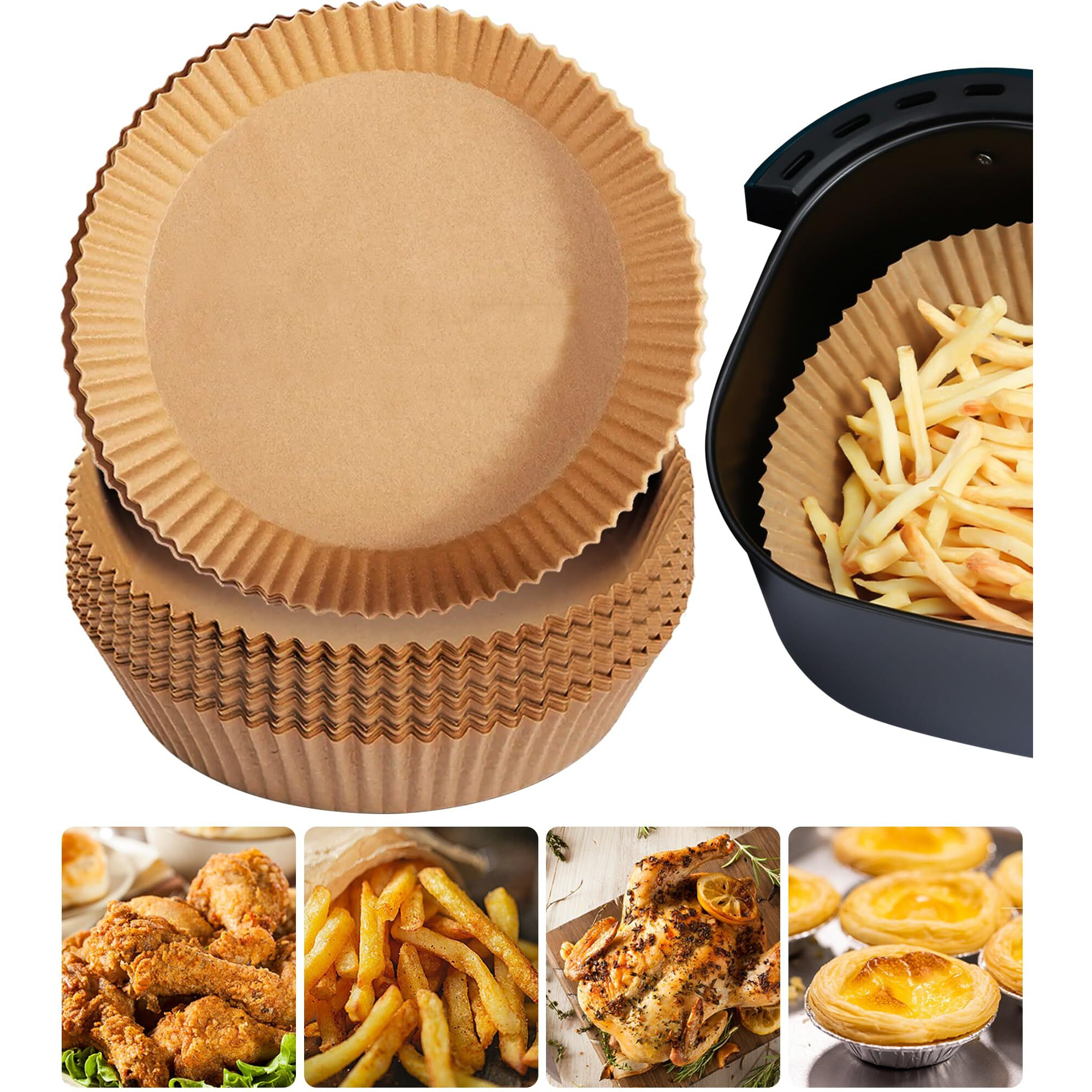 Air Fryer Disposable Paper Liners For Ninja Af101, 125 Pcs Round Parchment Cooking Liner For Airfryer, Microwave Oven, Frying Pan, 6.3 Inch Oil-Proof Filters Sheets For 2 3 4 4.5 Qt Baking Basket