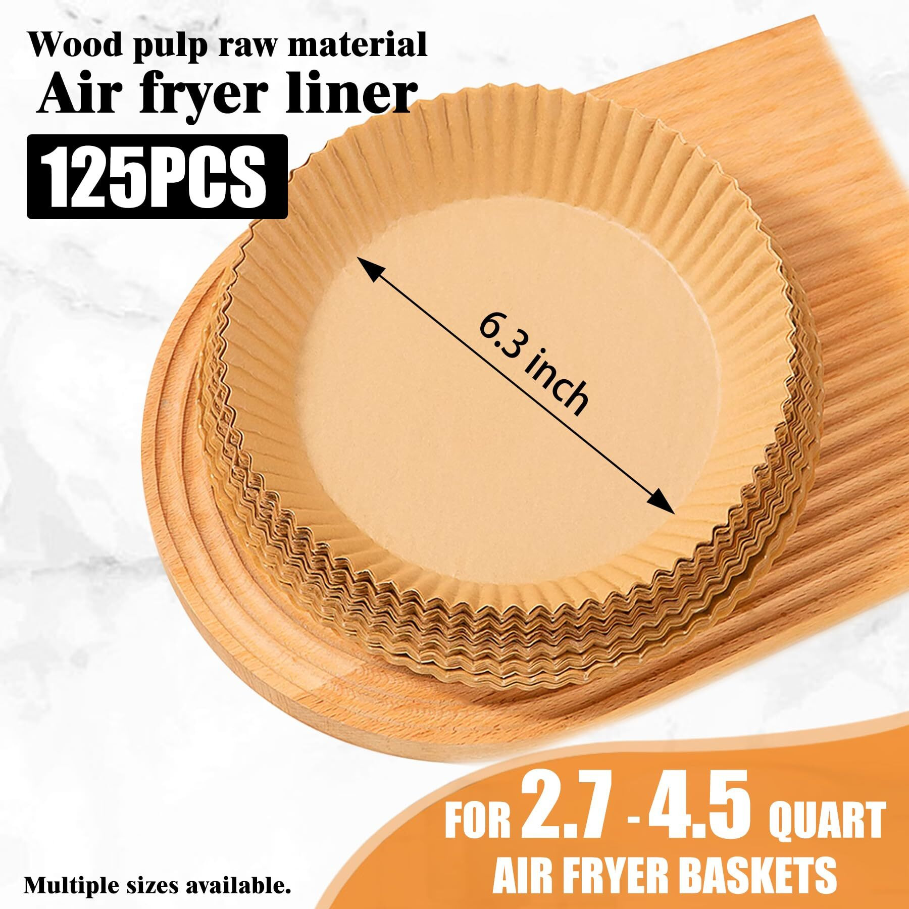 Air Fryer Disposable Paper Liners For Ninja Af101, 125 Pcs Round Parchment Cooking Liner For Airfryer, Microwave Oven, Frying Pan, 6.3 Inch Oil-Proof Filters Sheets For 2 3 4 4.5 Qt Baking Basket