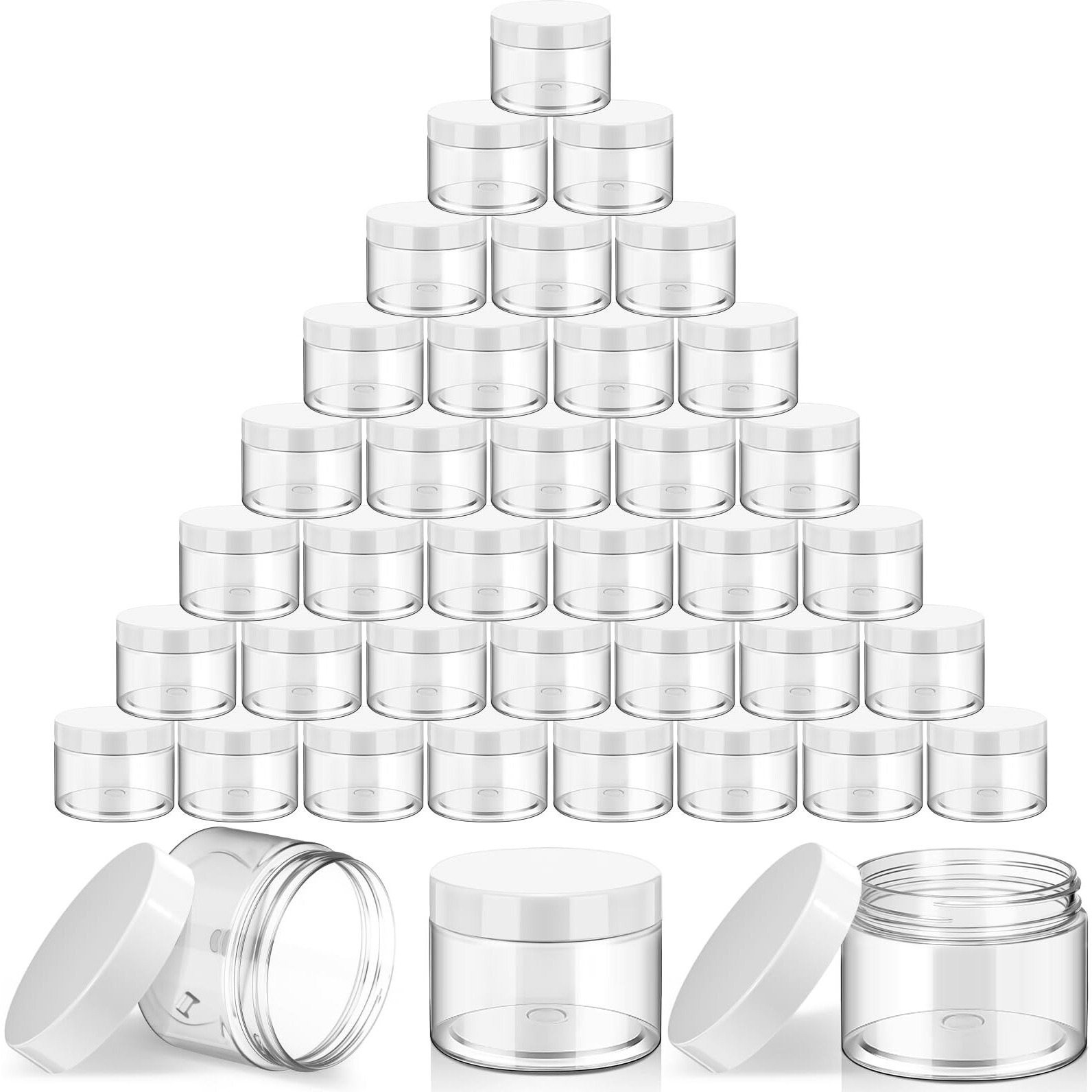 Satinior 36 Pieces Plastic Jars With Lids Round Leak Proof Airtight Container Cosmetic Small Empty Jars For Lotions Ointments Travel Toiletries Creams Make Up Storage(4 Oz,White)
