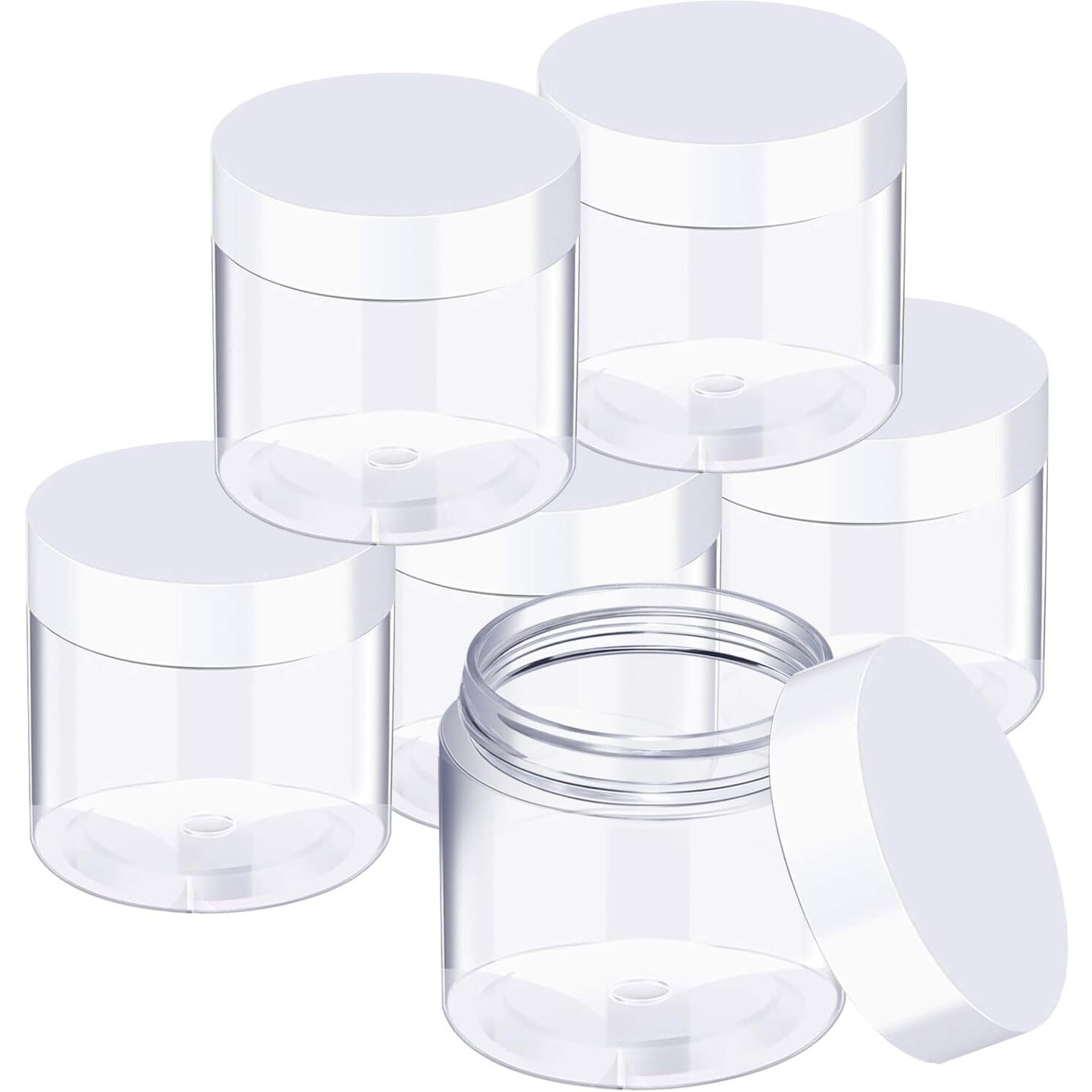 Satinior 36 Pieces Plastic Jars With Lids Round Leak Proof Airtight Container Cosmetic Small Empty Jars For Lotions Ointments Travel Toiletries Creams Make Up Storage(4 Oz,White)