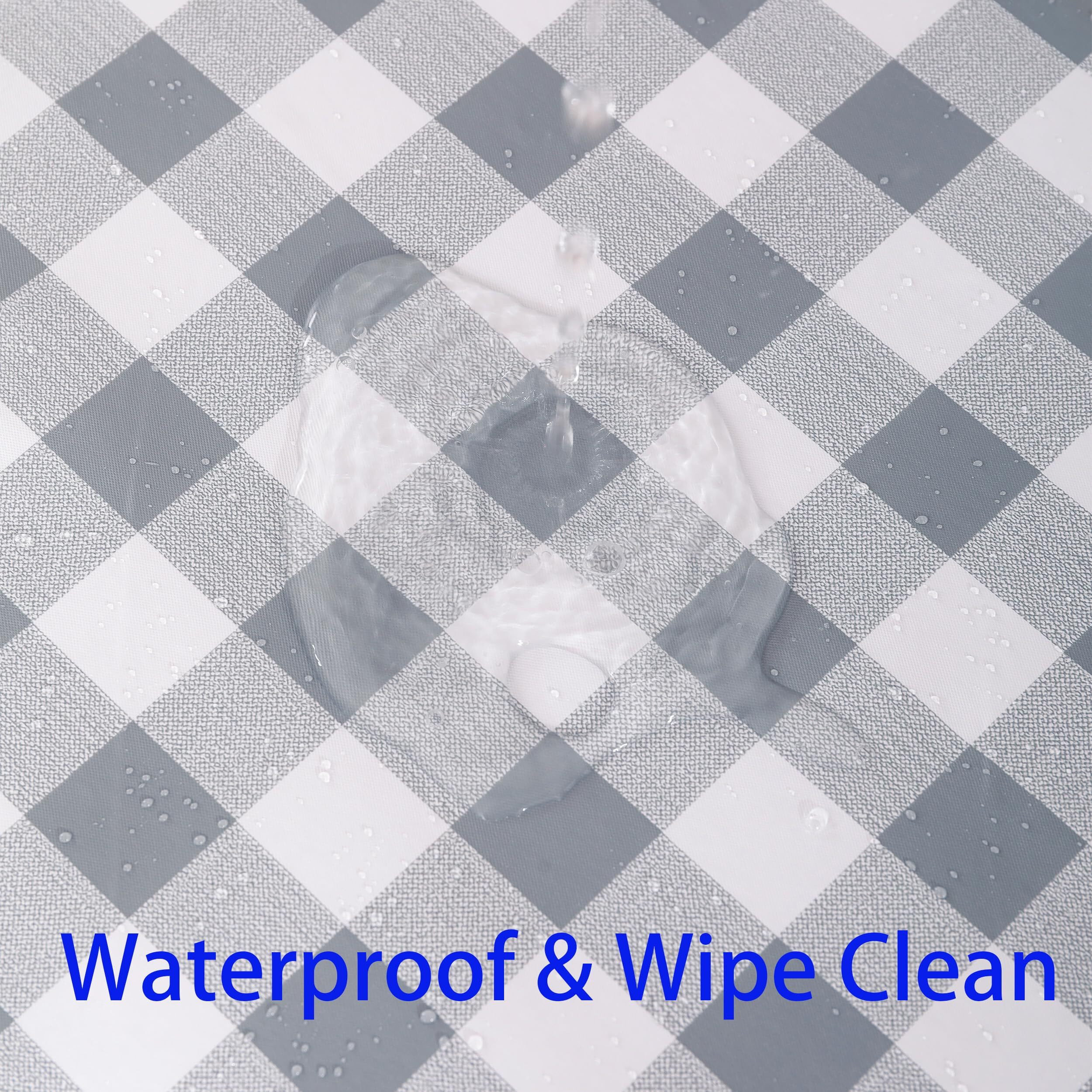 Heavy Duty Vinyl Tablecloth With Flannel Backing Waterproof Oil-Proof Plastic Table Cloth Stain-Resistant Wipeable Rectangle Or Square Table Cover For Indoor And Outdoor (Grey Checkered, 52X70 Inch)