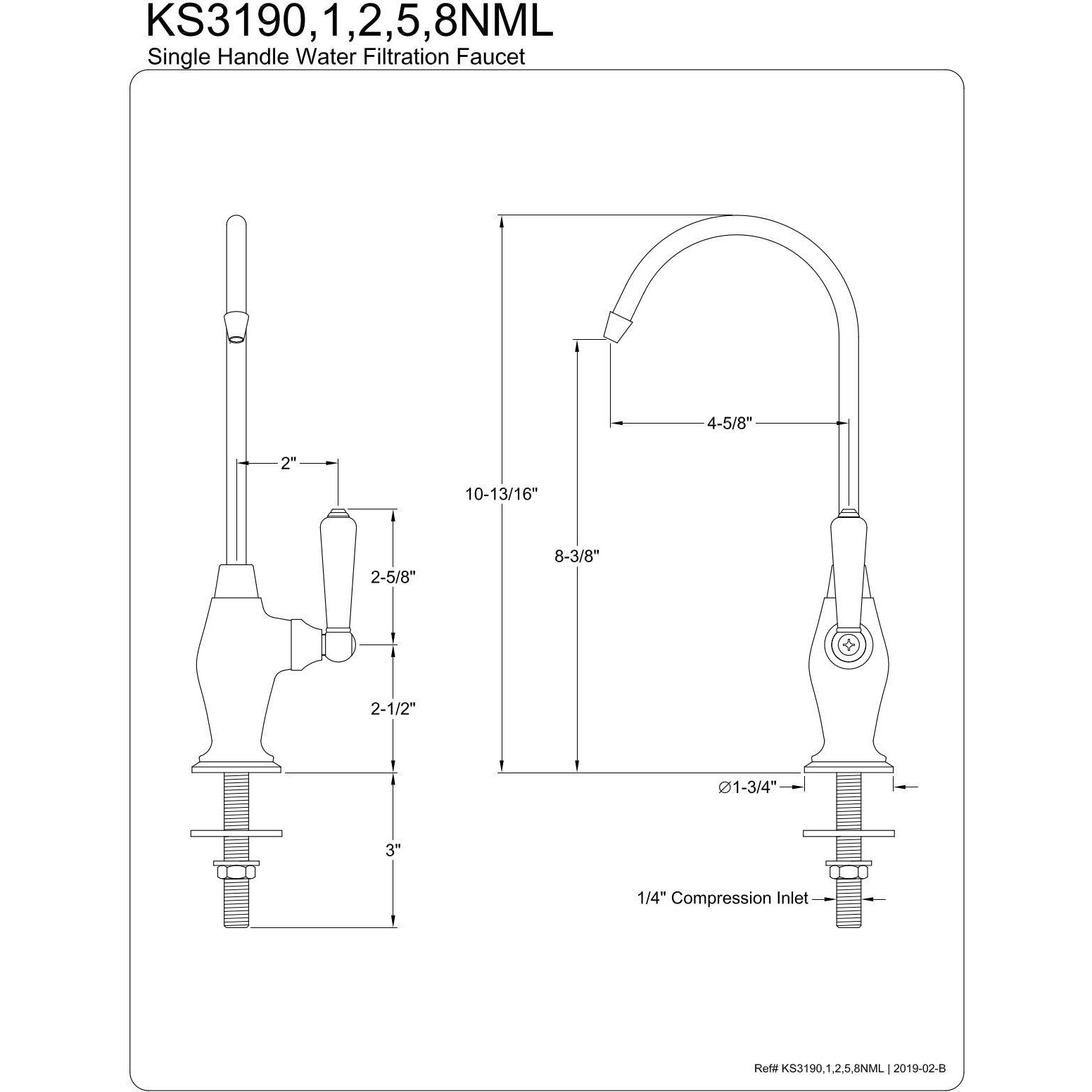Kingston Brass Ks3195Nml Magellan Design 1/4 Turn Water Filter Faucet, Oil Rubbed Bronze,4-3/4 Inch Spout Reach , Oil-Rubbed Bronze