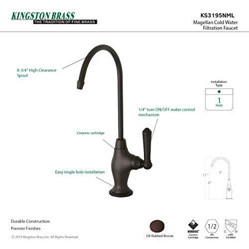 Kingston Brass Ks3195Nml Magellan Design 1/4 Turn Water Filter Faucet, Oil Rubbed Bronze,4-3/4 Inch Spout Reach , Oil-Rubbed Bronze