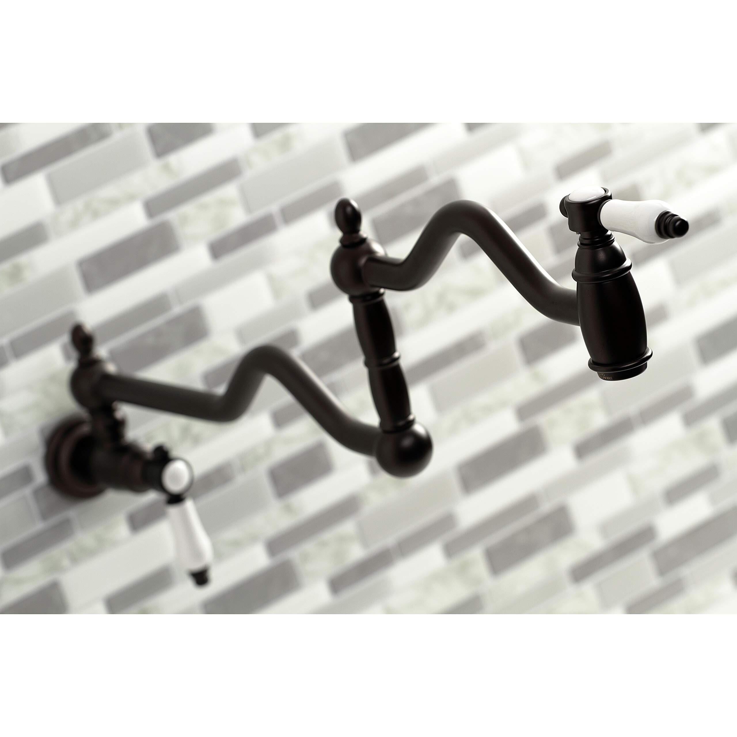 Kingston Brass Ks2105Bpl Bel-Air Wall Mount Pot Filler, Maximum 22-Inch Spout Reach, Oil Rubbed Bronze