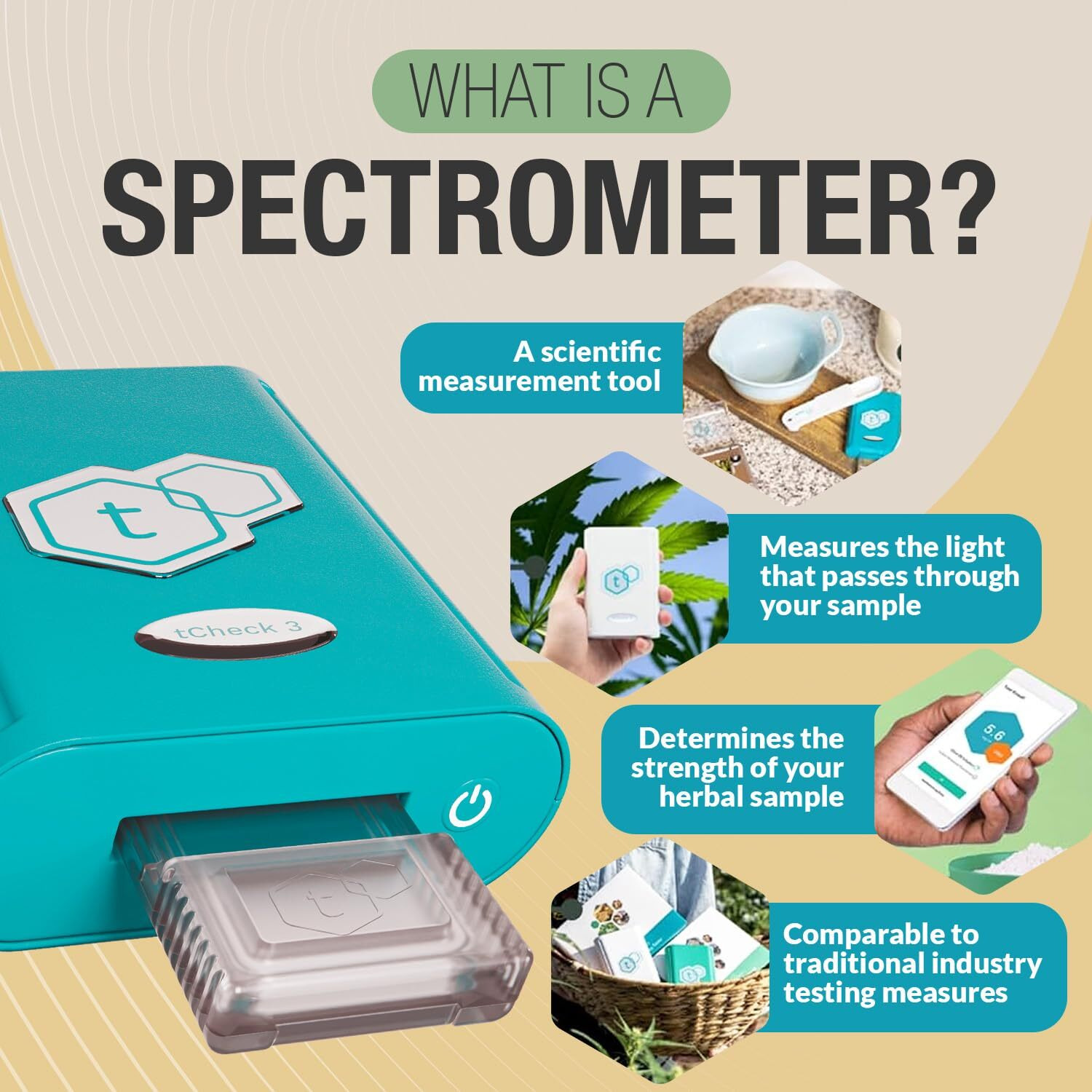 Tcheck 3 Portable Potency Tester With Reusable Tray | Uv Spectrometer For Accurate Potency Testing - Herbal Kit For Infusions, Edibles & Oils (Not For Flower Testing) Blue