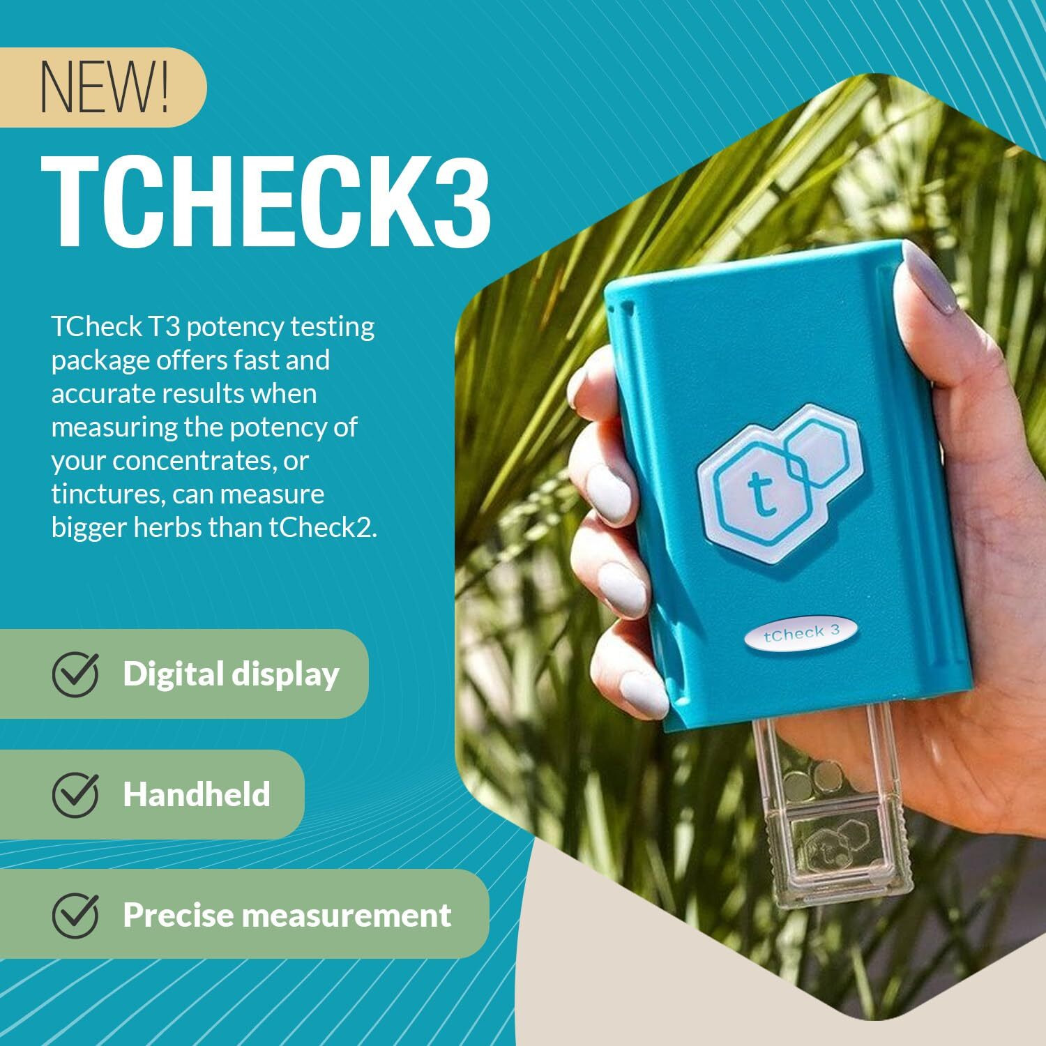 Tcheck 3 Portable Potency Tester With Reusable Tray | Uv Spectrometer For Accurate Potency Testing - Herbal Kit For Infusions, Edibles & Oils (Not For Flower Testing) Blue
